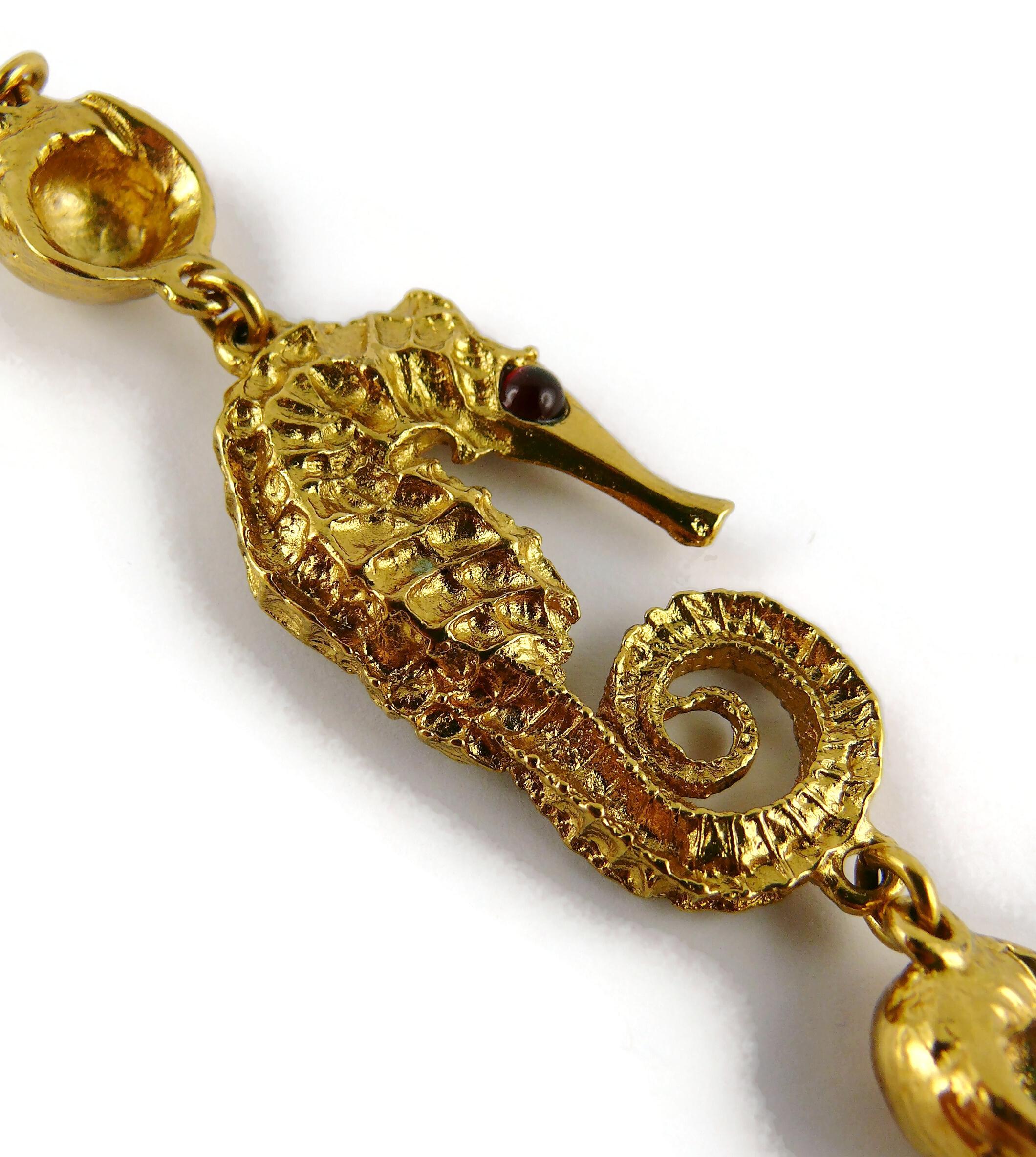 Yves Saint Laurent YSL Vintage Gold Toned Sea Life Sautoir Necklace For Sale 12
