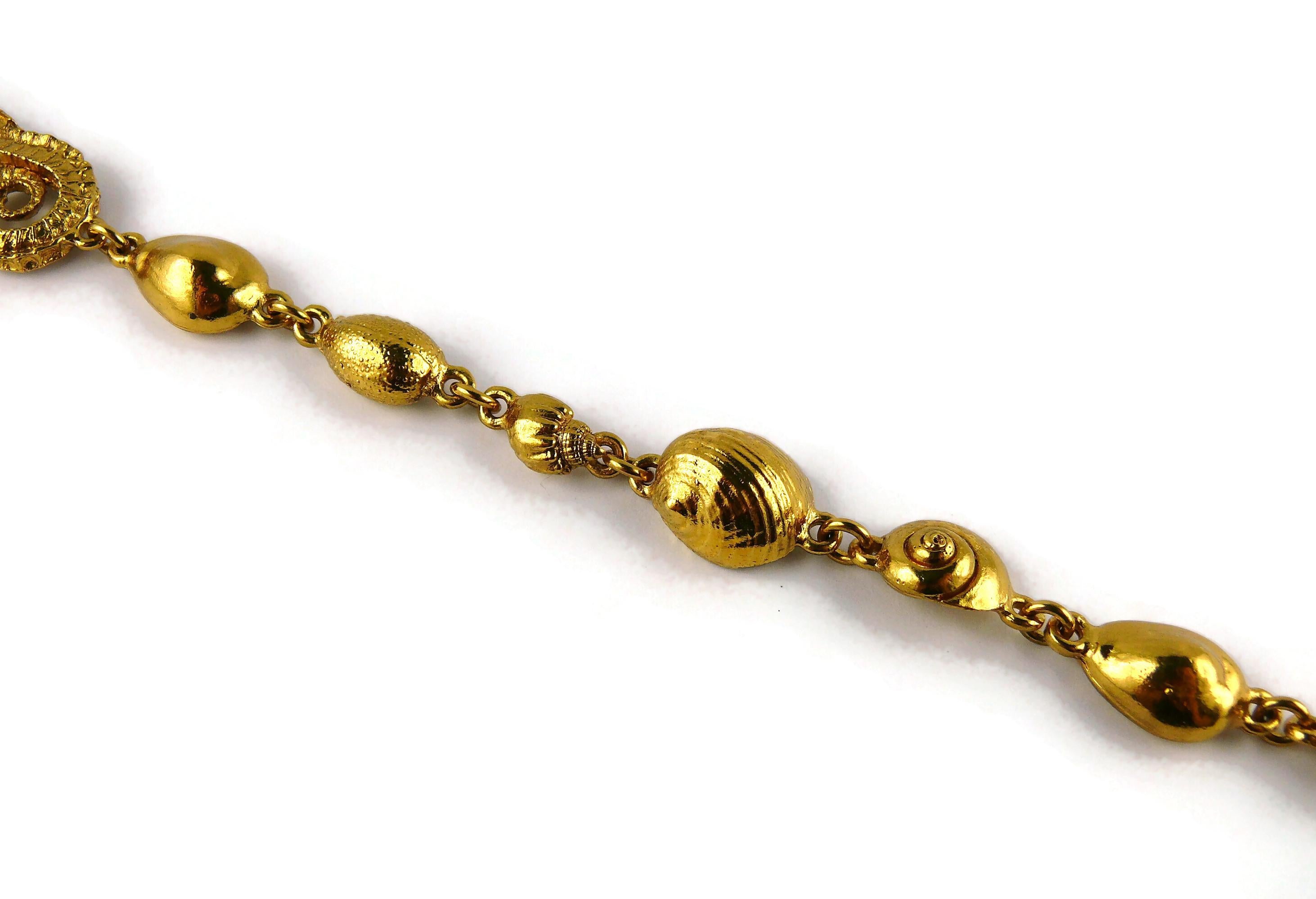 Yves Saint Laurent YSL Vintage Gold Toned Sea Life Sautoir Necklace 1