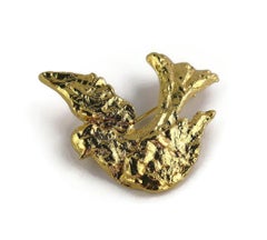 Yves Saint Laurent YSL Broche vintage texturée à motif d'oiseau en or, ton sur ton