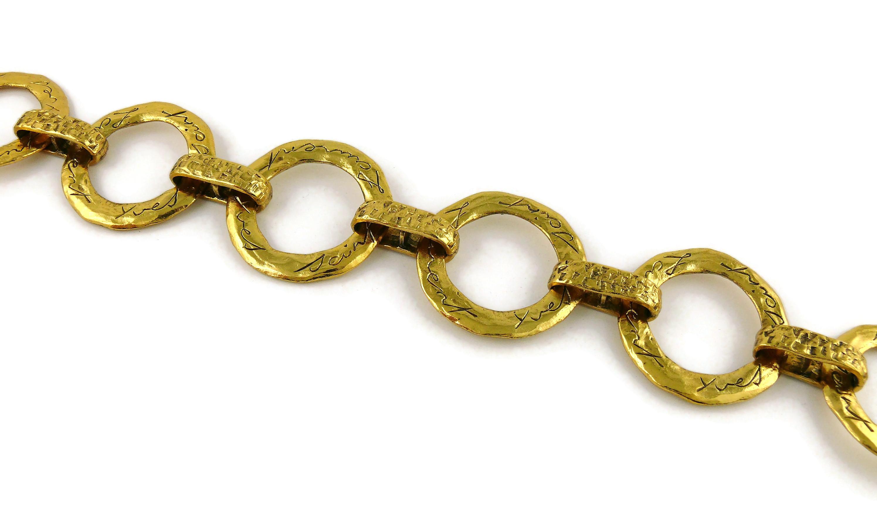 Yves Saint Laurent YSL Vintage Gold getönte strukturierte Kreisglieder-Halskette im Zustand „Hervorragend“ im Angebot in Nice, FR