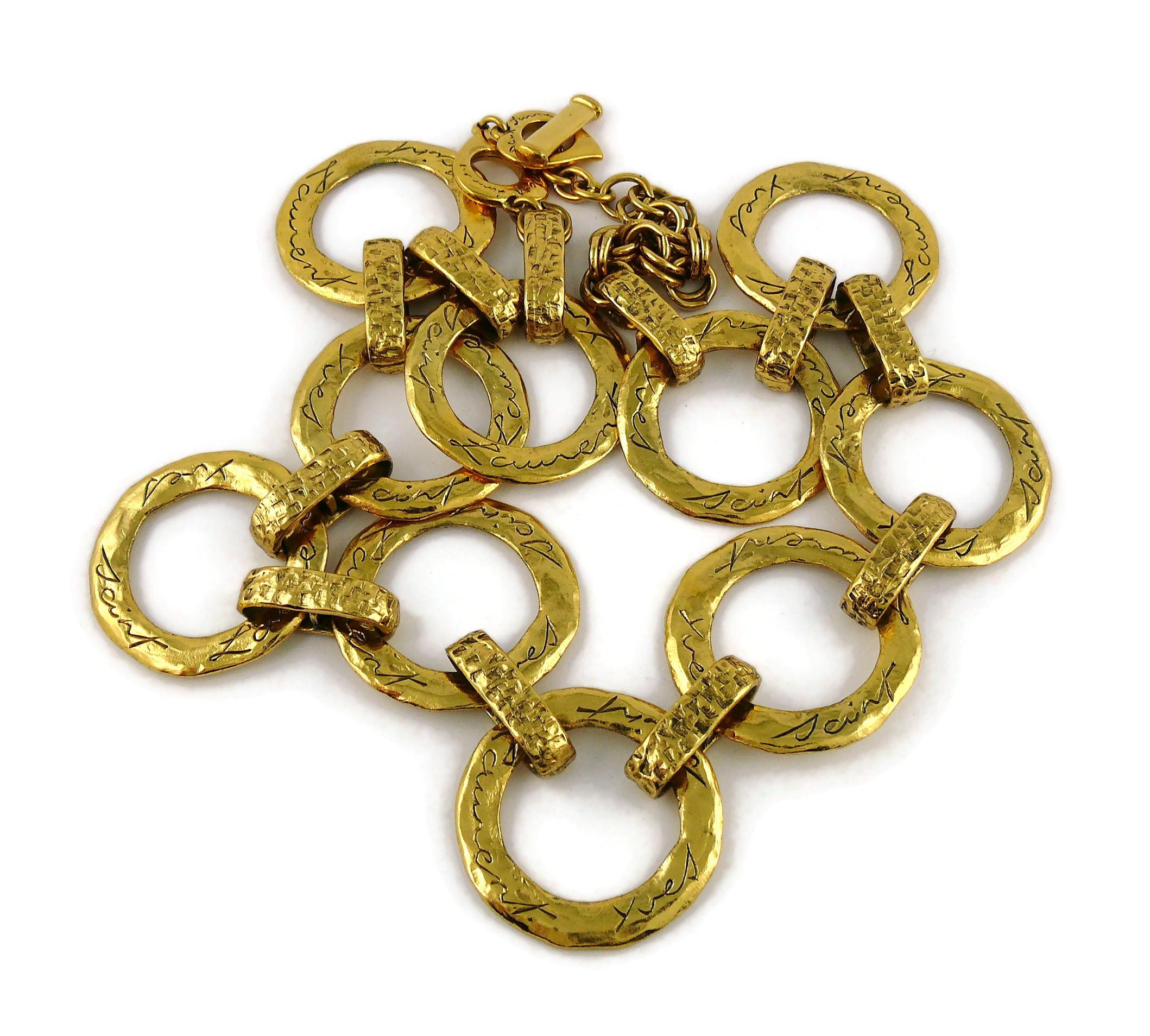 Yves Saint Laurent YSL Vintage Gold Toned Textured Circle Links ...