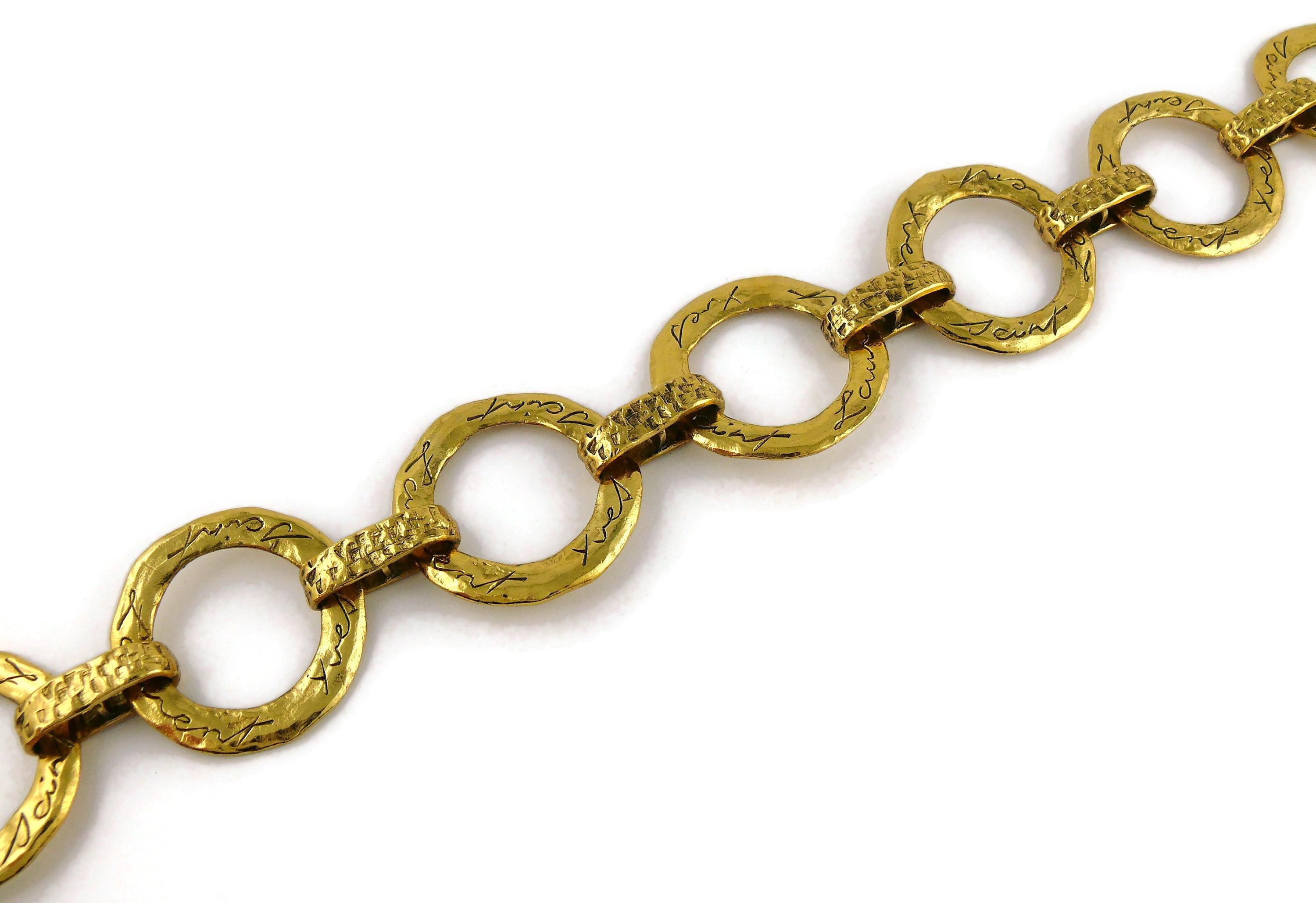 Yves Saint Laurent YSL Vintage Gold getönte strukturierte Kreisglieder-Halskette im Angebot 1