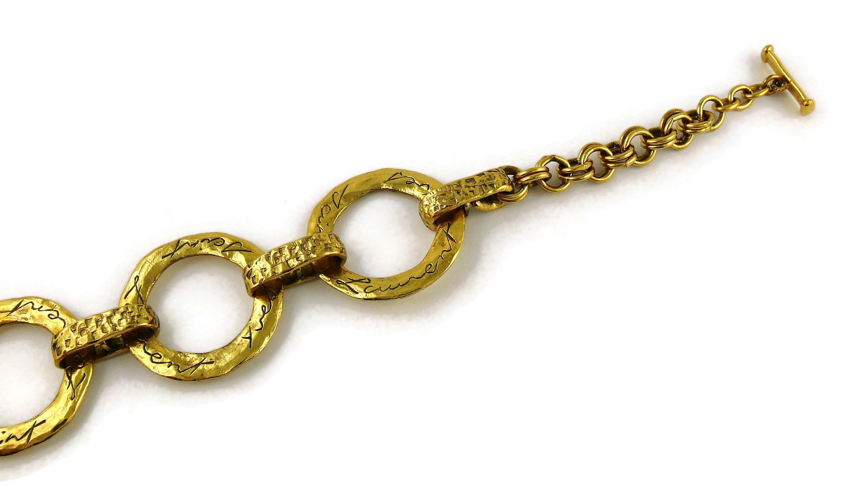 Yves Saint Laurent YSL Vintage Gold getönte strukturierte Kreisglieder-Halskette im Angebot 2