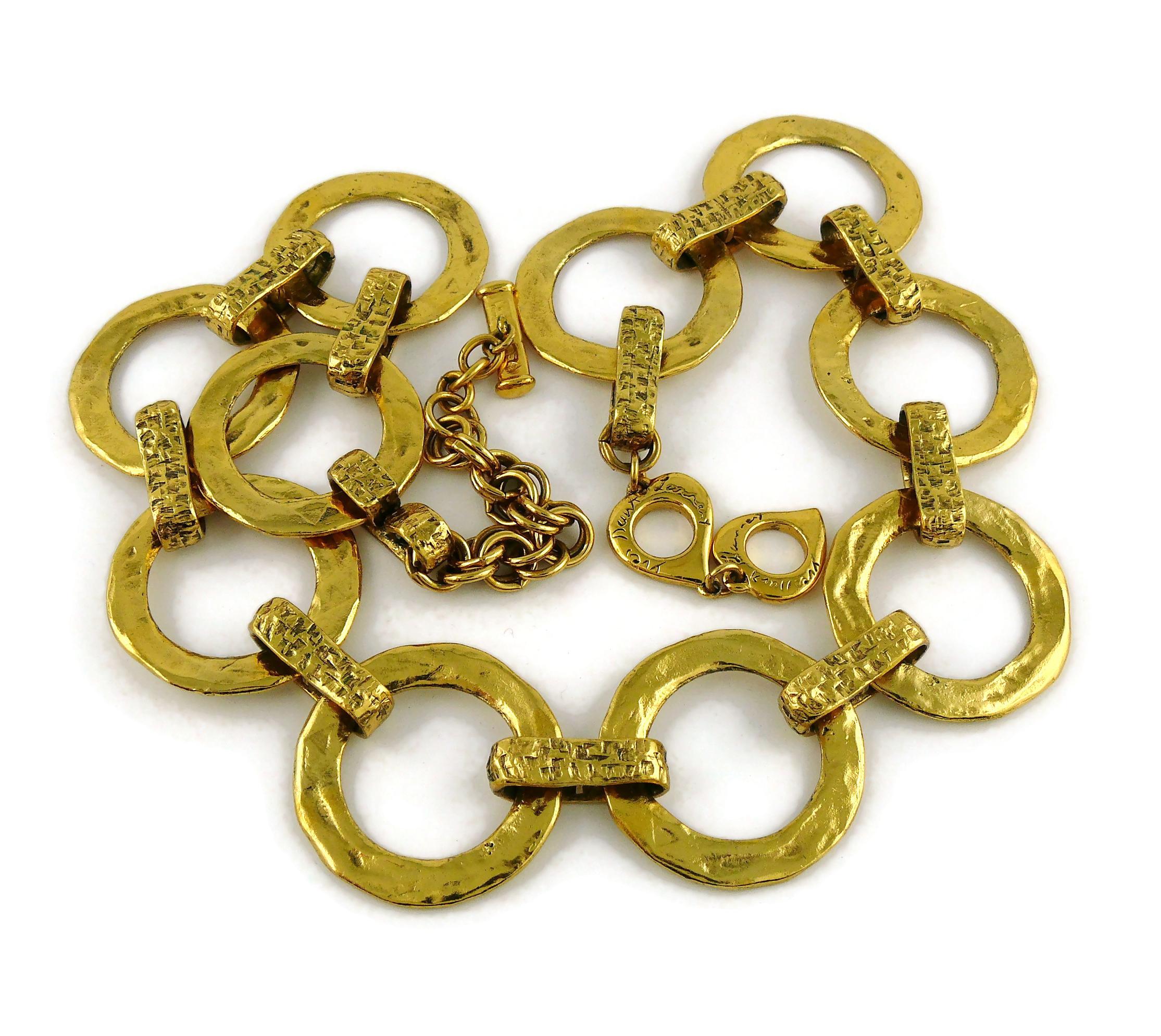 Yves Saint Laurent YSL Vintage Gold getönte strukturierte Kreisglieder-Halskette im Angebot 3