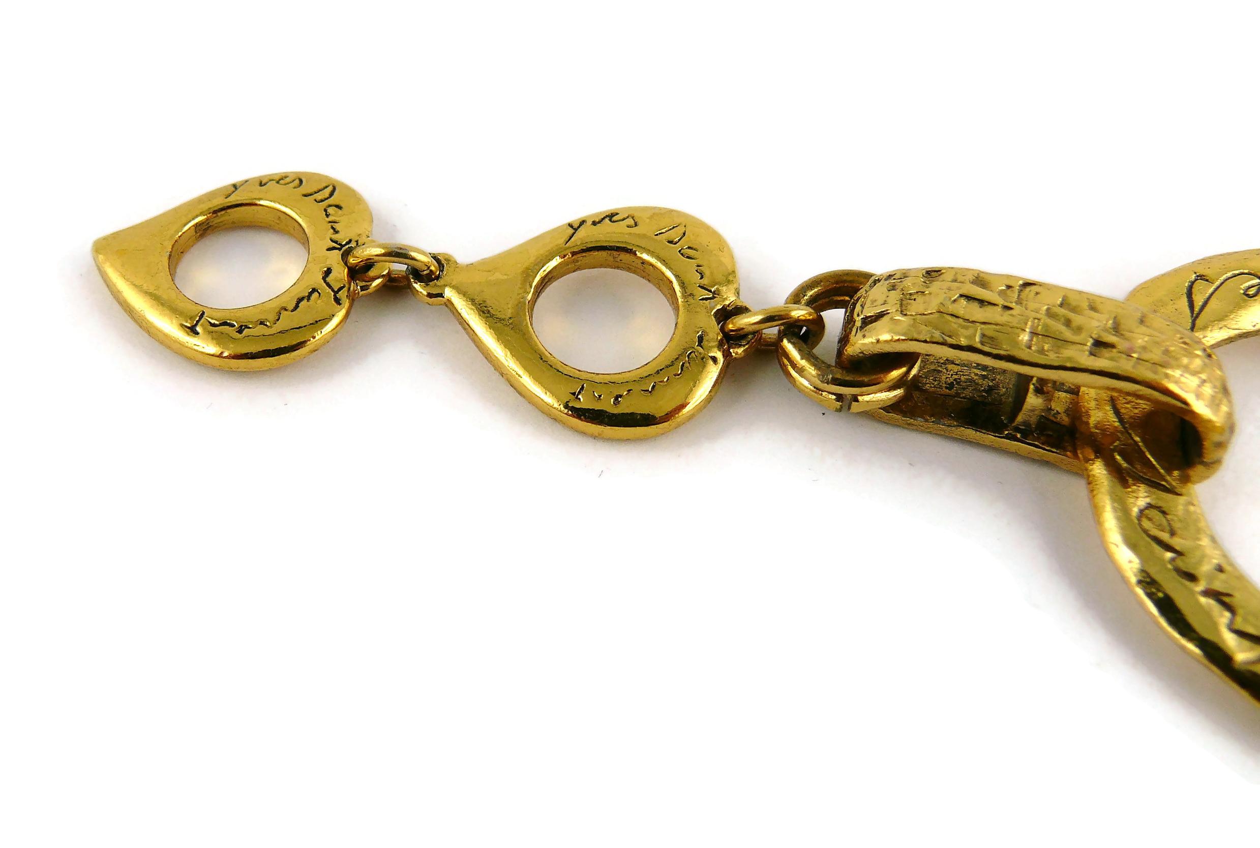 Yves Saint Laurent YSL Vintage Gold getönte strukturierte Kreisglieder-Halskette im Angebot 4