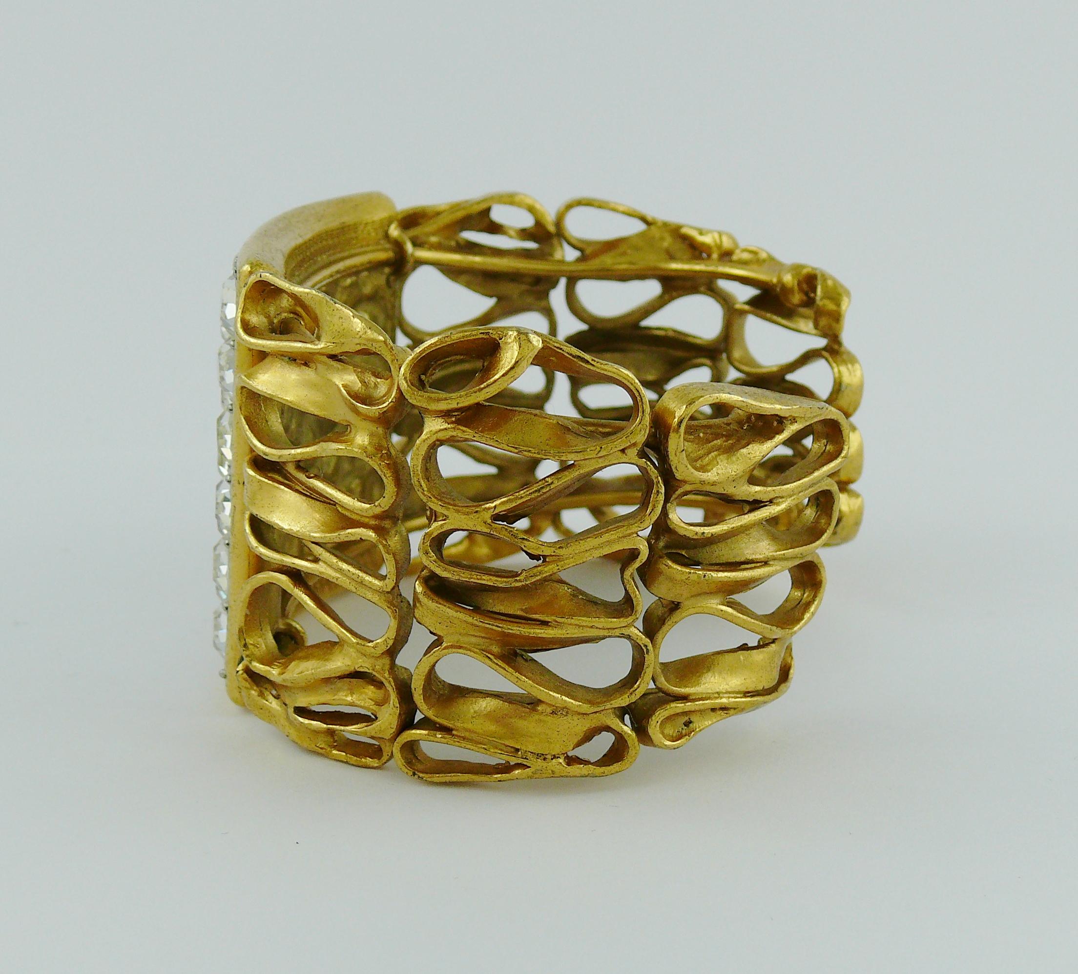 Yves Saint Laurent YSL Vintage Gold Toned Wire Cuff Bracelet 7
