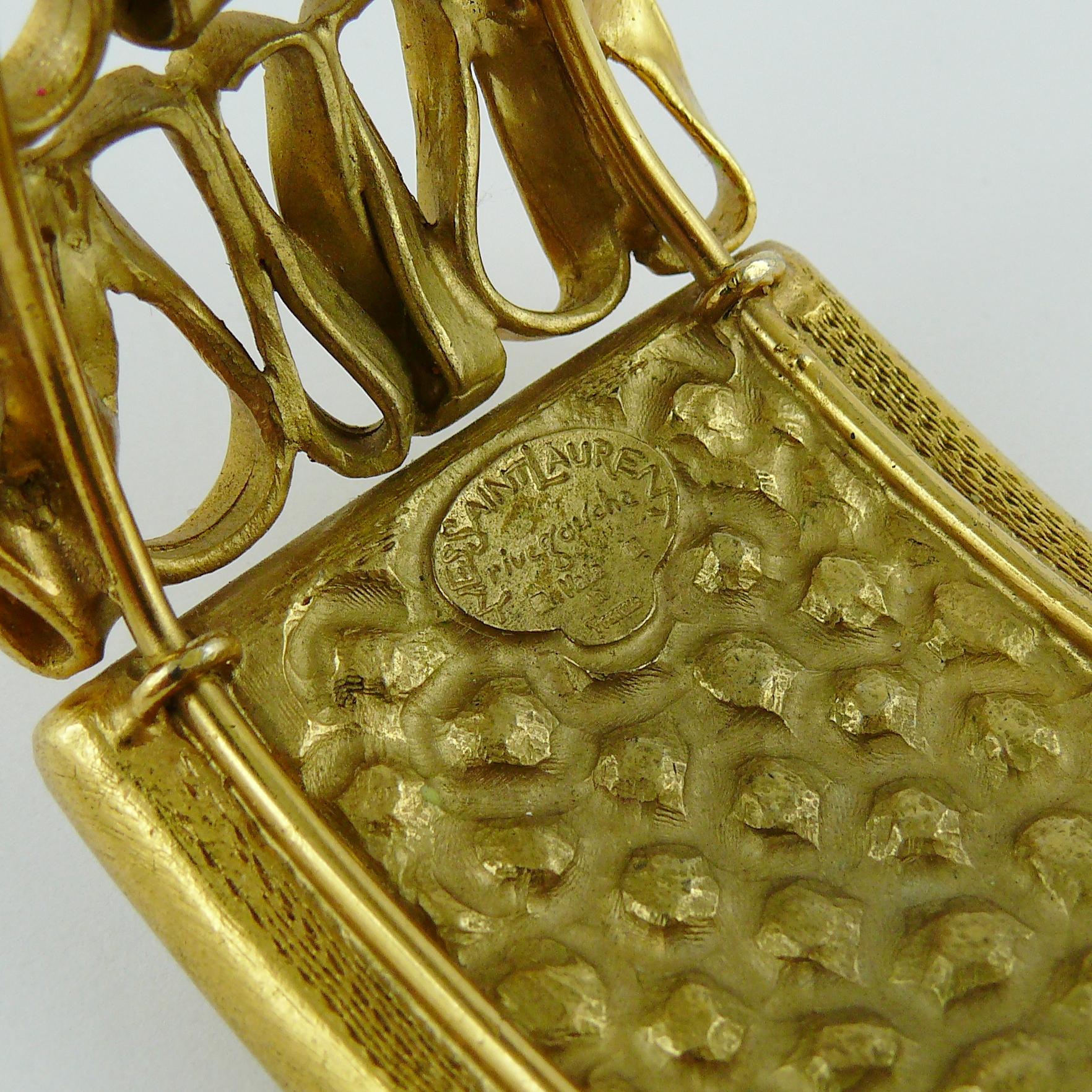 Yves Saint Laurent YSL Vintage Gold Toned Wire Cuff Bracelet 8
