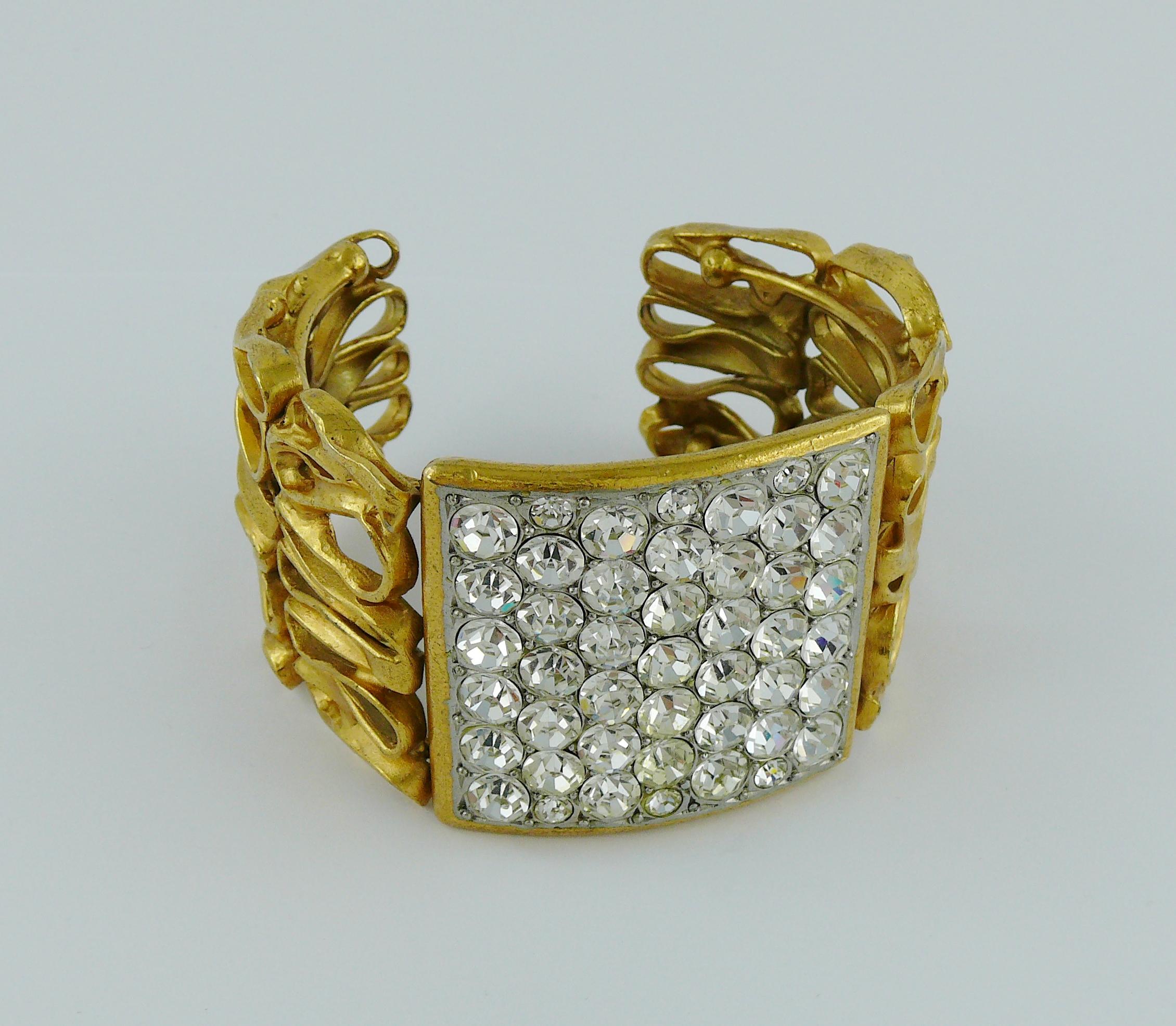 Yves Saint Laurent YSL Vintage Gold Toned Wire Cuff Bracelet 1