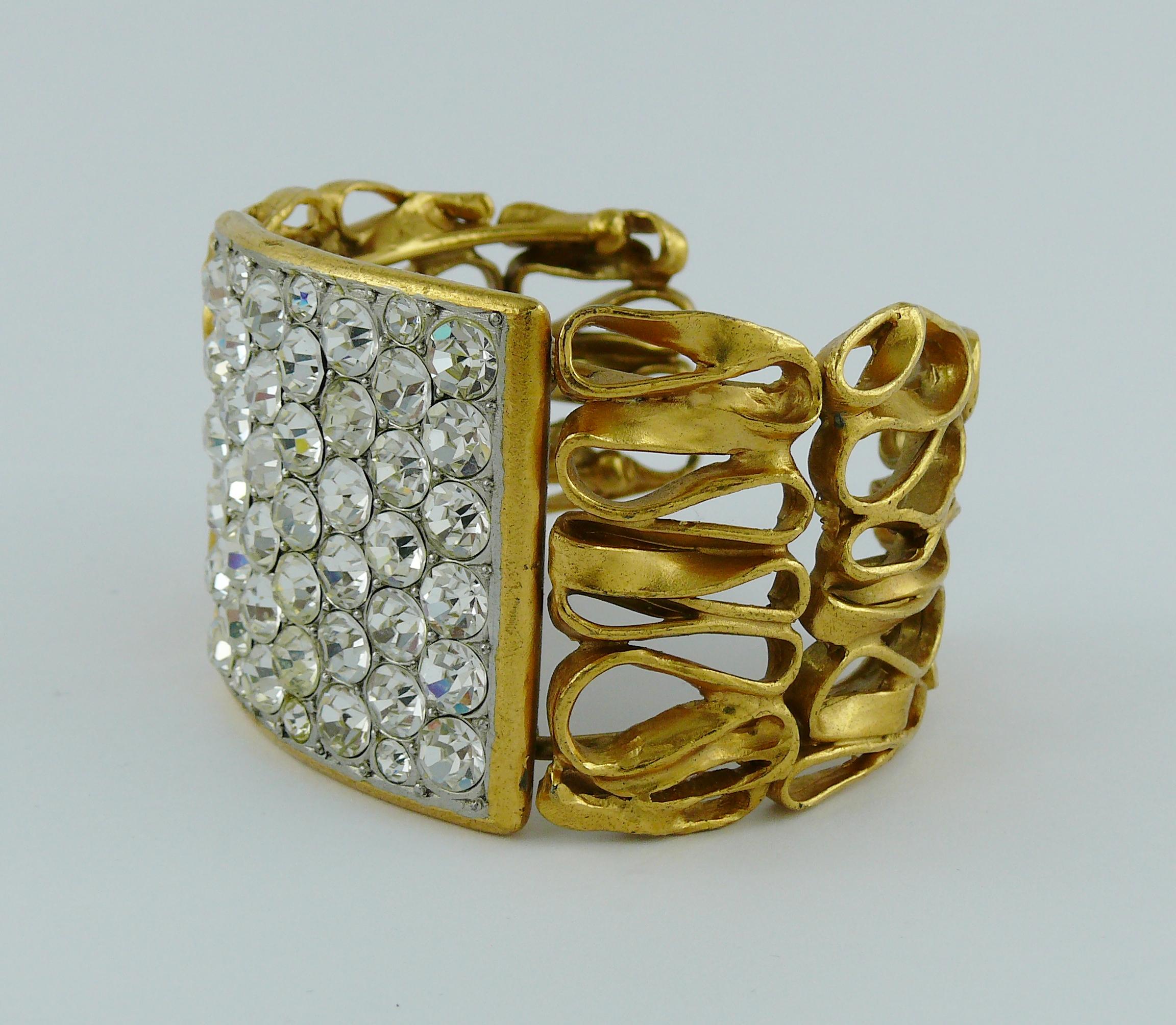 Yves Saint Laurent YSL Vintage Gold Toned Wire Cuff Bracelet 3