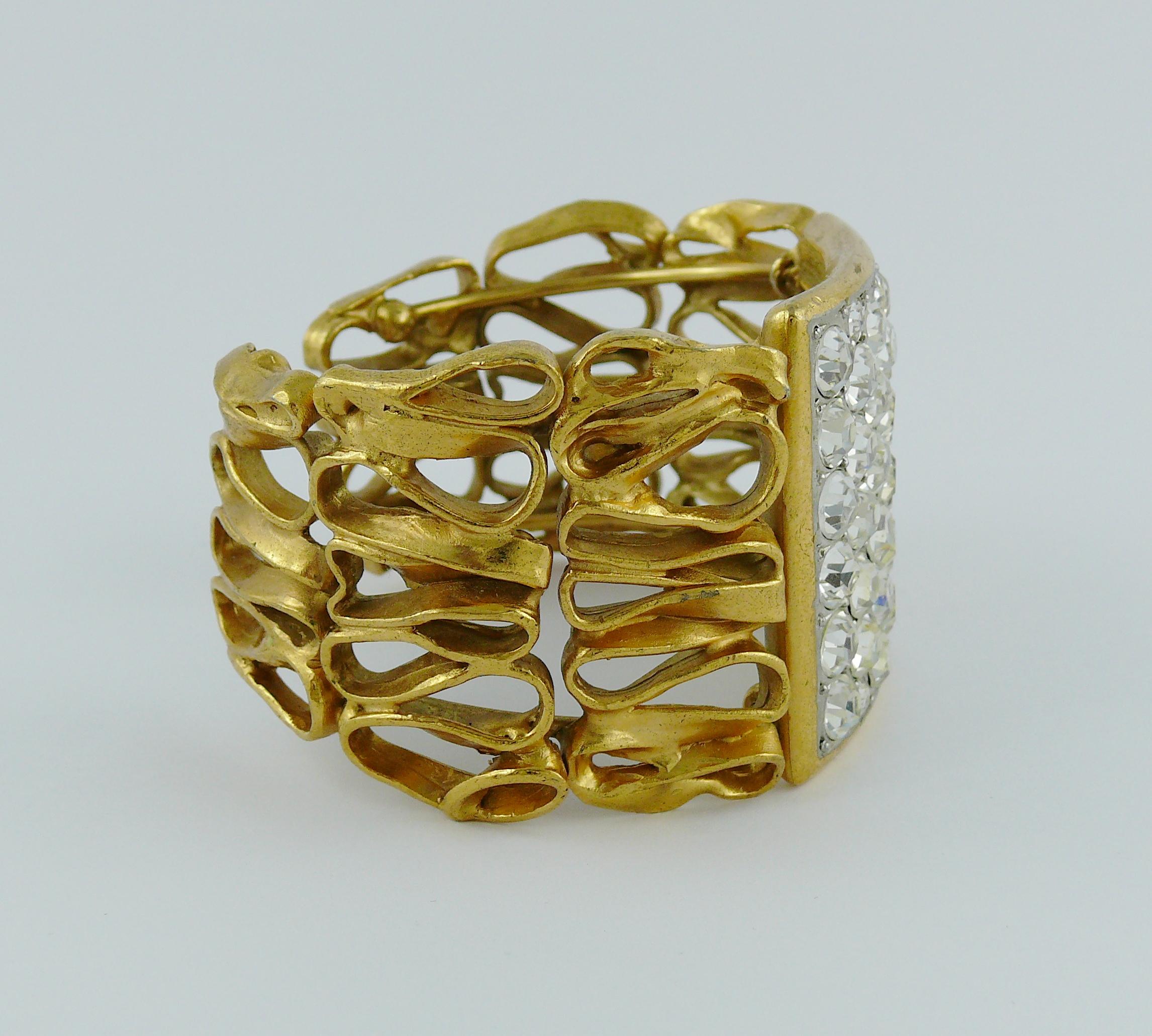 Yves Saint Laurent YSL Vintage Gold Toned Wire Cuff Bracelet 4