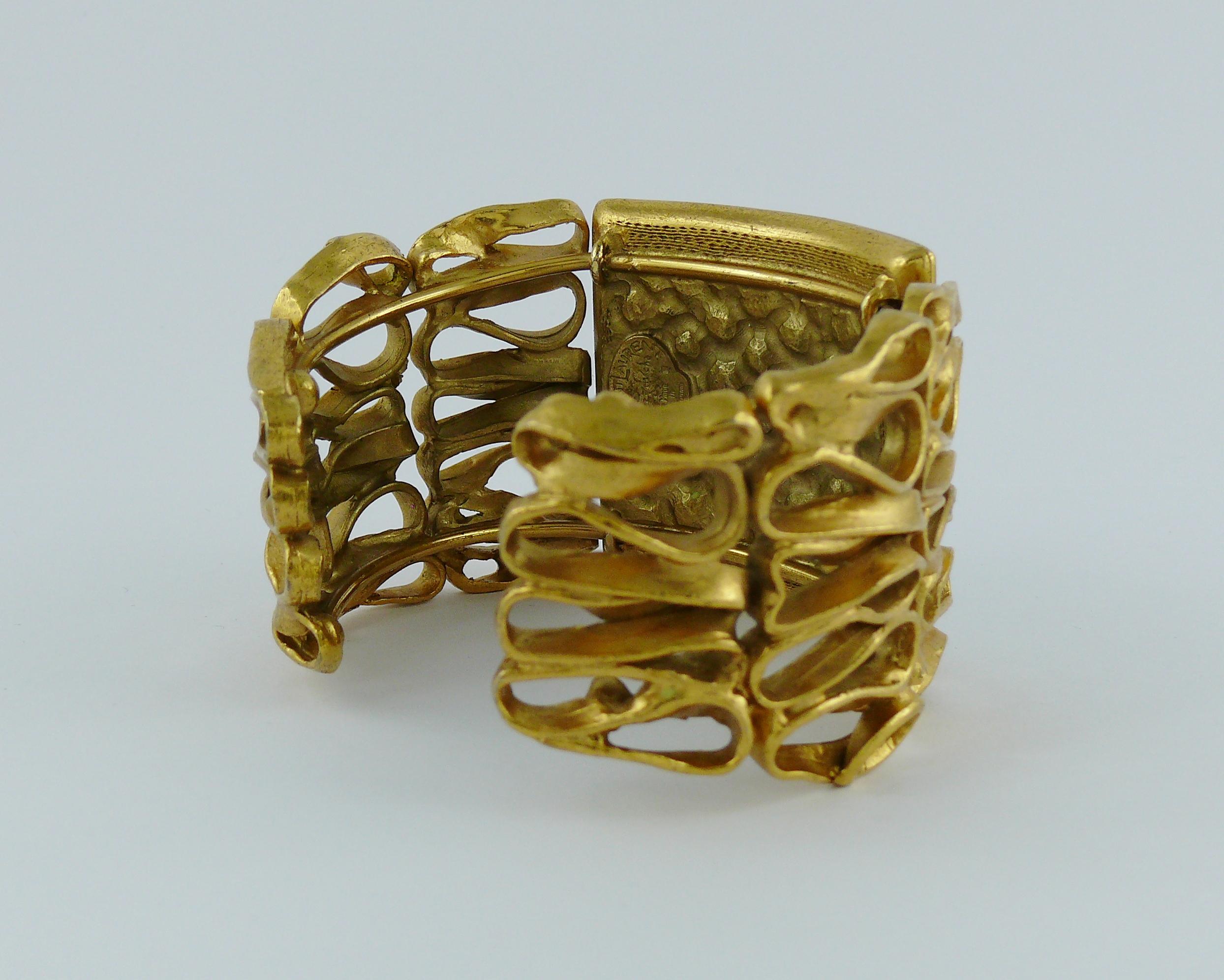 Yves Saint Laurent YSL Vintage Gold Toned Wire Cuff Bracelet 5