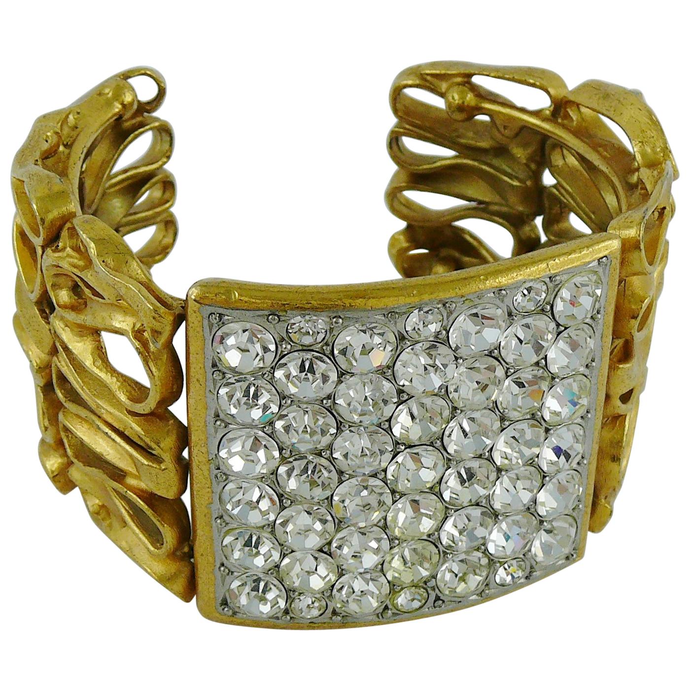 Yves Saint Laurent YSL Vintage Gold Toned Wire Cuff Bracelet