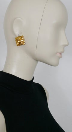 Yves Saint Laurent YSL Vintage Gold Toned Woven Clip-On Earrings
