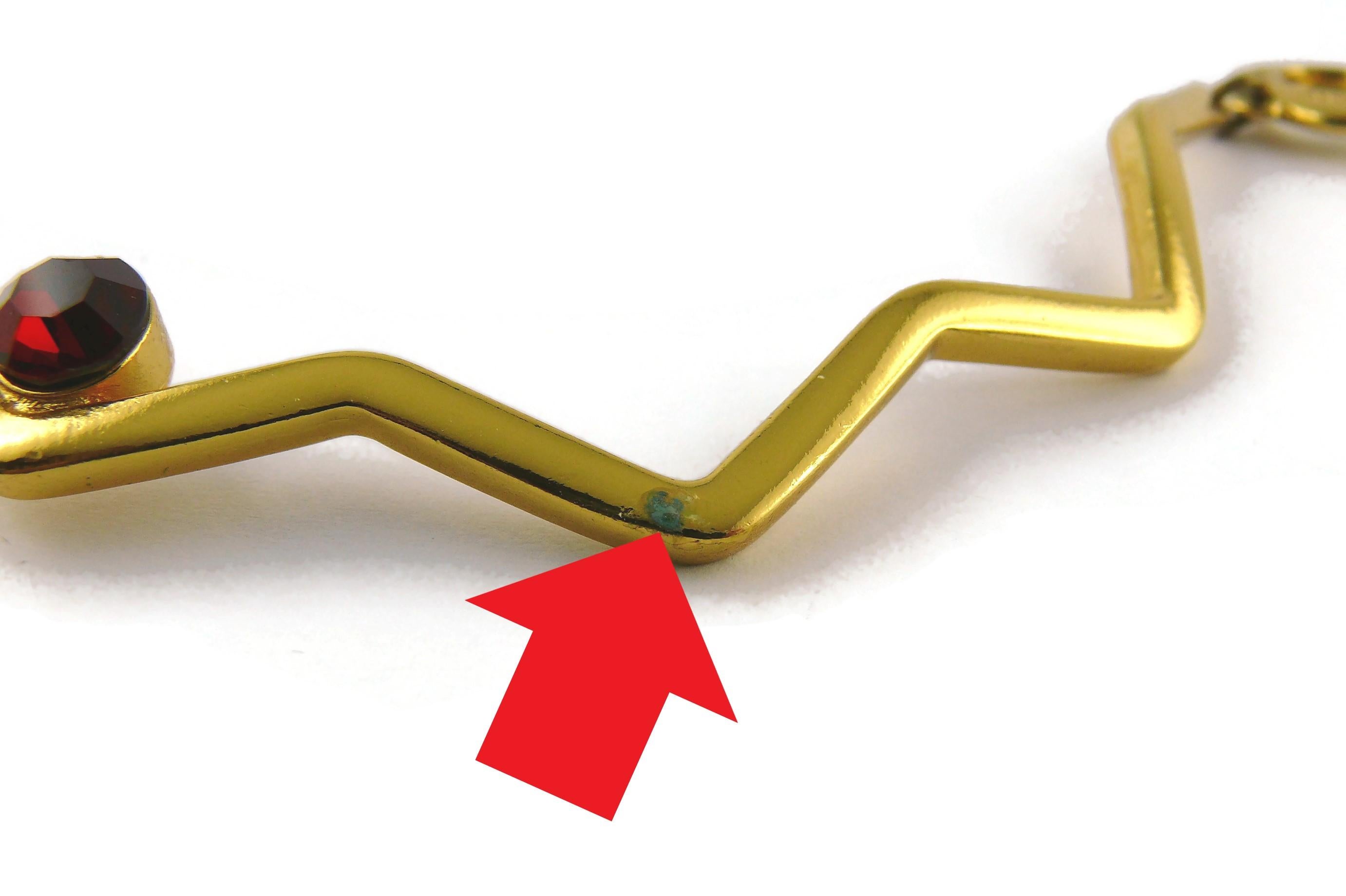 Yves Saint Laurent YSL Vintage Gold getönte Zickzack-Kristall-Herz-Anhänger Halskette im Angebot 10