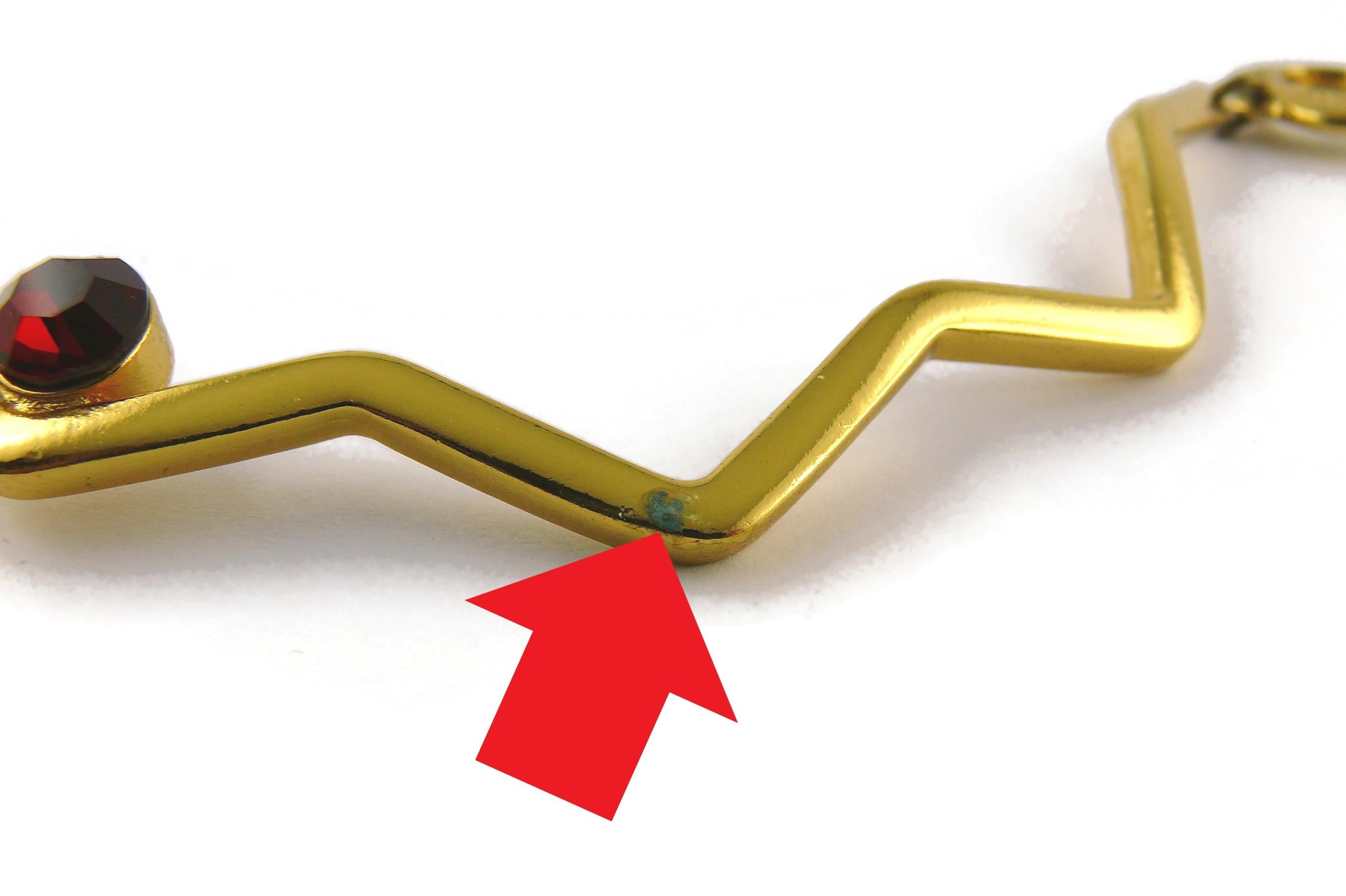 Yves Saint Laurent YSL Vintage Gold getönten Zig Zag Kristall Herz Anhänger Halskette im Angebot 10