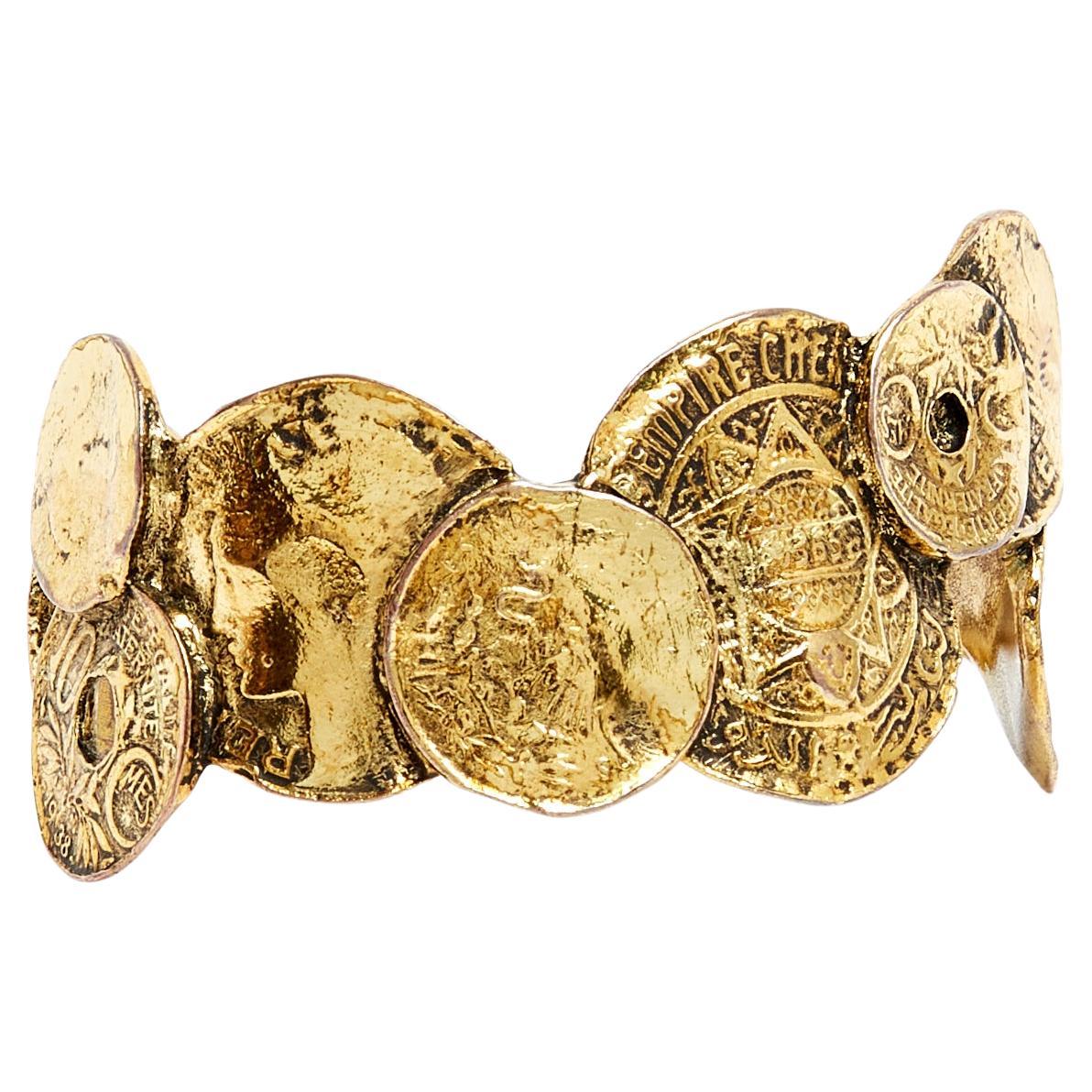 Yves Saint Laurent YSL vintage Golden Coins Cuff For Sale
