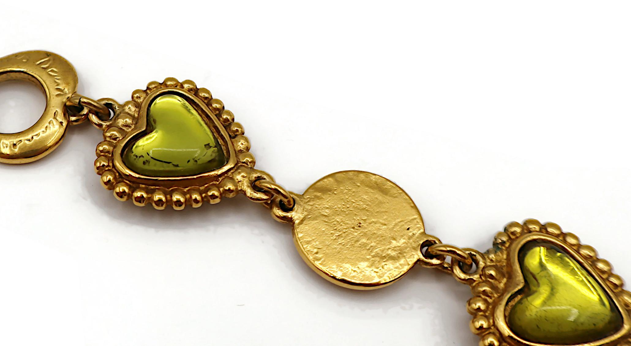 YVES SAINT LAURENT YSL Vintage Green Heart Cabochon Necklace en vente 12