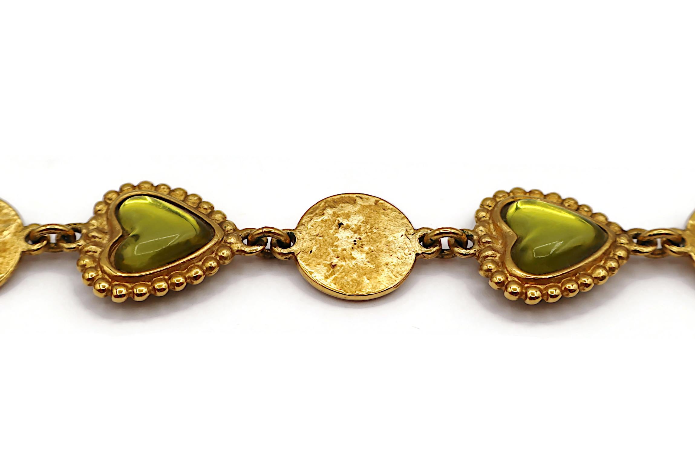 YVES SAINT LAURENT YSL Vintage Green Heart Cabochon Necklace en vente 13