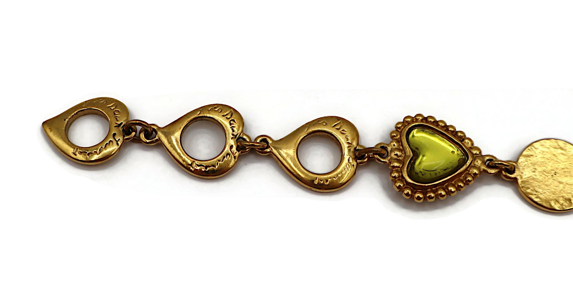 YVES SAINT LAURENT YSL Vintage Green Heart Cabochon Necklace Pour femmes en vente