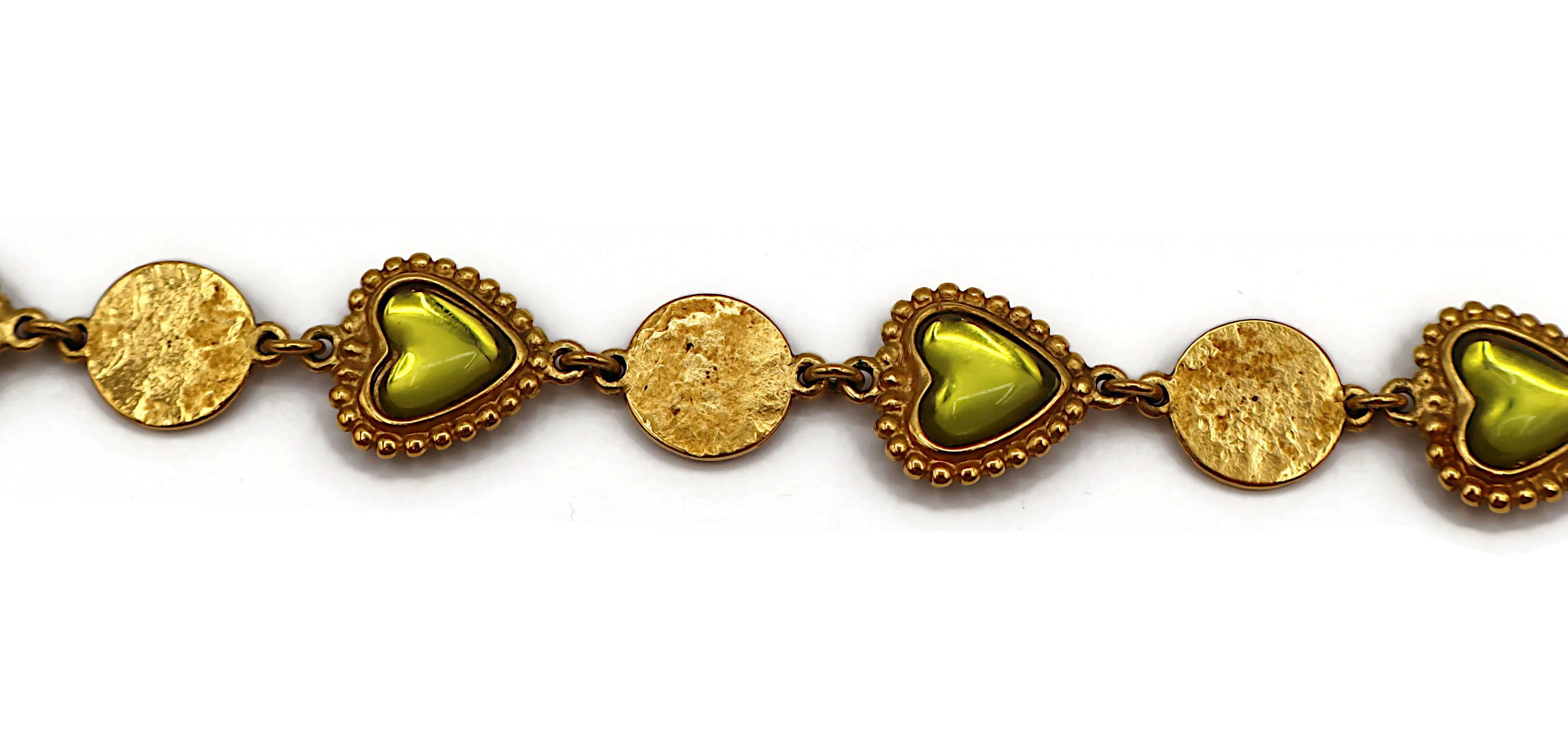 YVES SAINT LAURENT YSL Vintage Green Heart Cabochon Necklace en vente 2