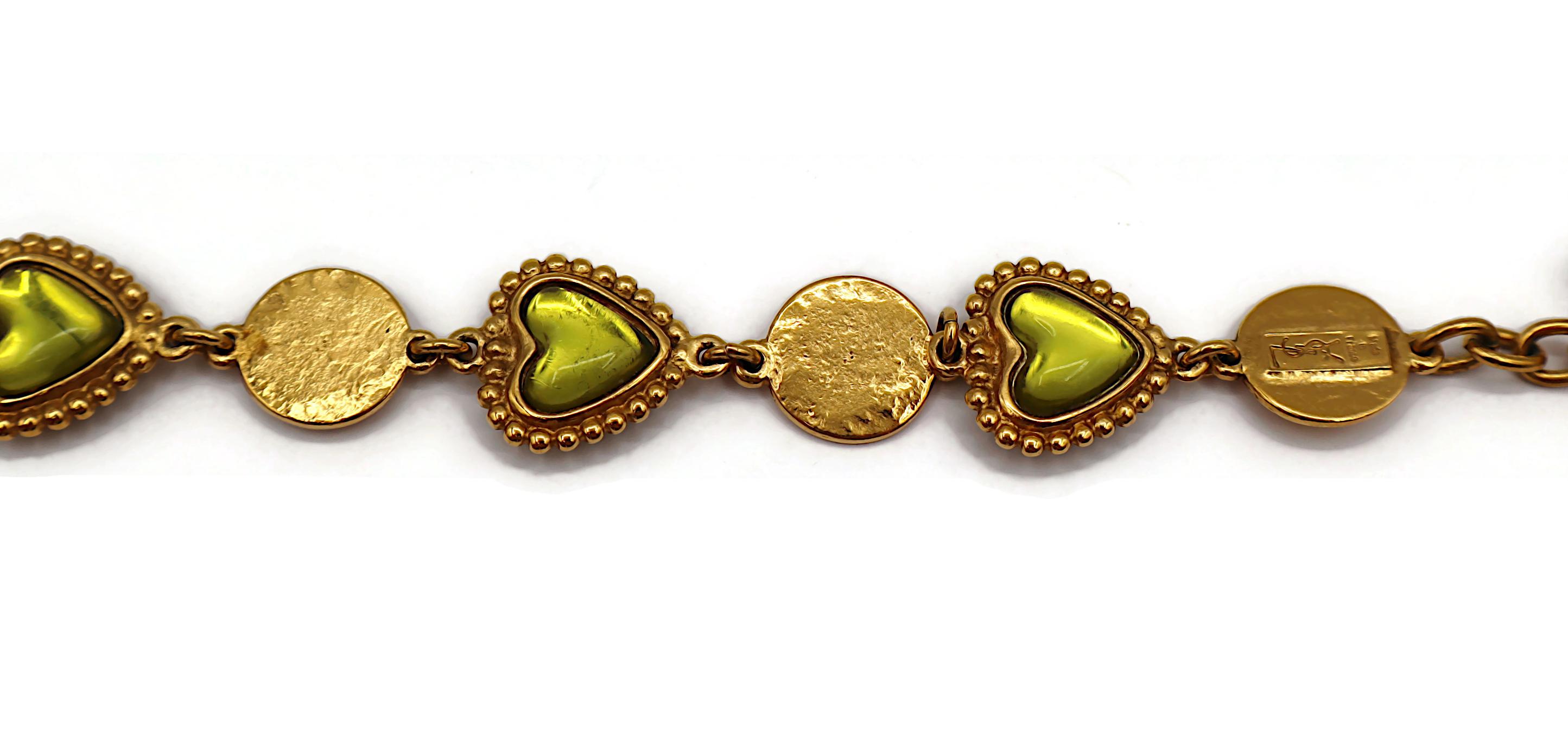 YVES SAINT LAURENT YSL Vintage Green Heart Cabochon Necklace en vente 4
