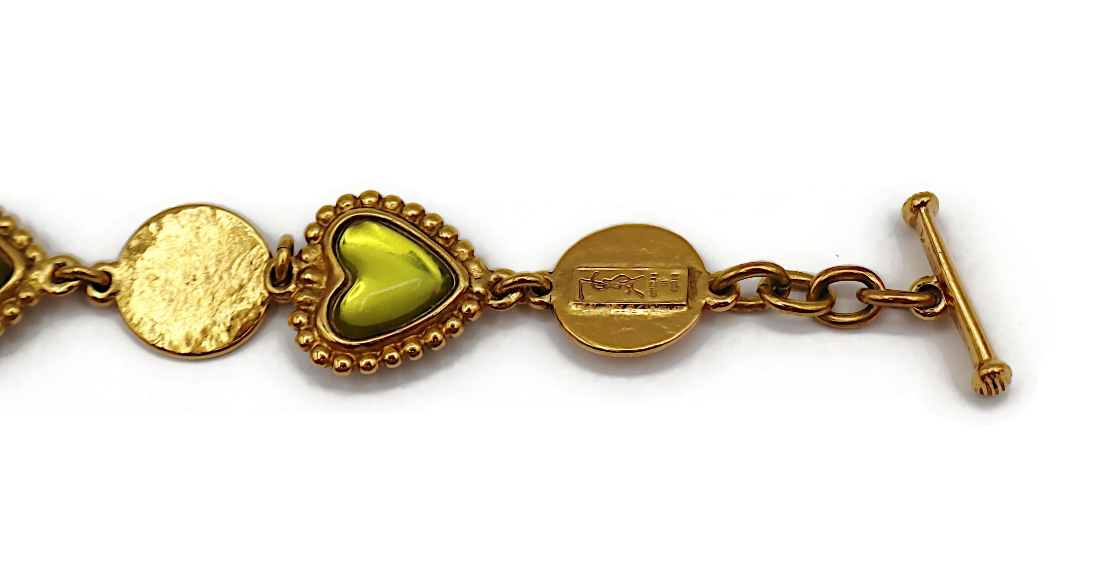 YVES SAINT LAURENT YSL Vintage Green Heart Cabochon Necklace en vente 5