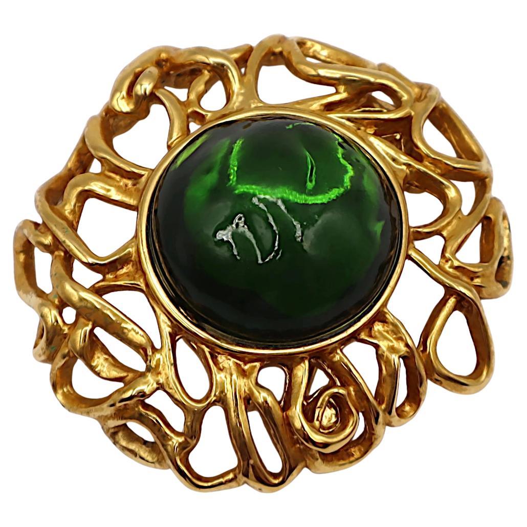 YVES SAINT LAURENT YSL Vintage Grüne Harzbrosche