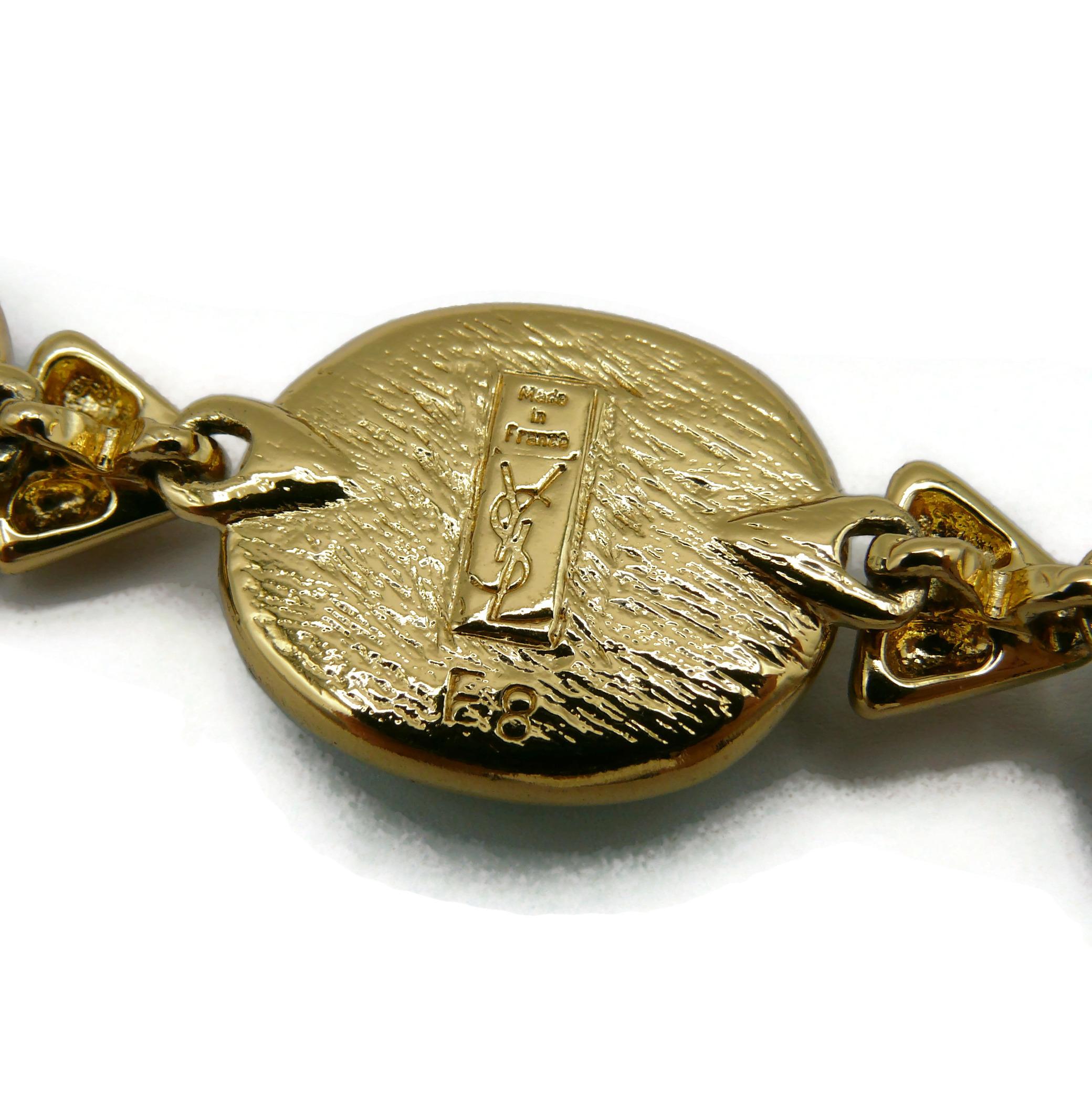 YVES SAINT LAURENT Bracelet à maillons vintage en résine verte en vente 11