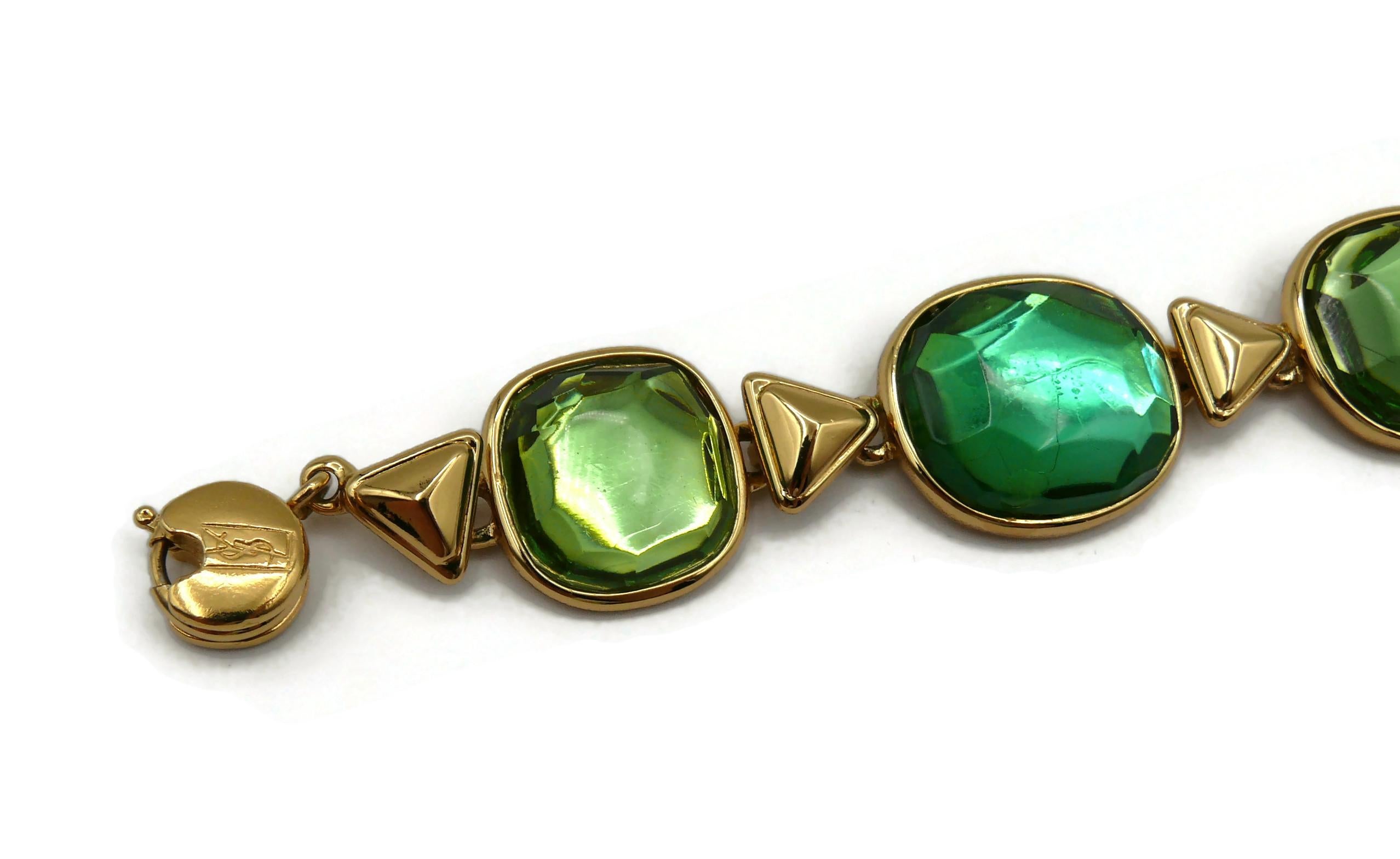 YVES SAINT LAURENT YSL Vintage Green Resin Link Bracelet For Sale 1