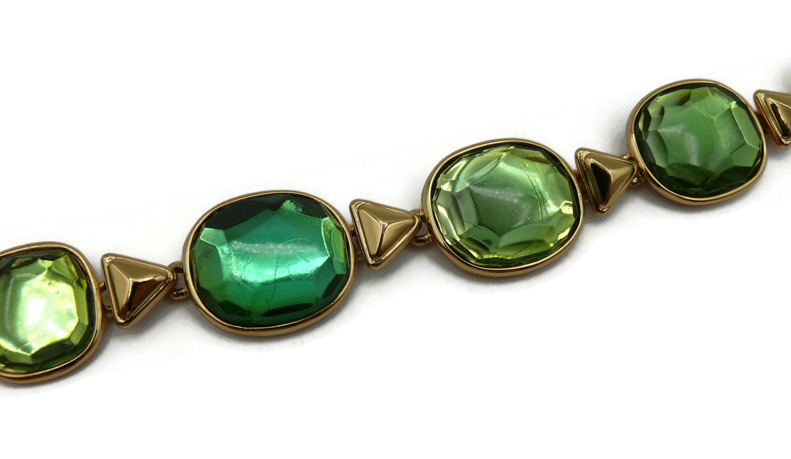 YVES SAINT LAURENT YSL Vintage Green Resin Link Bracelet For Sale 2