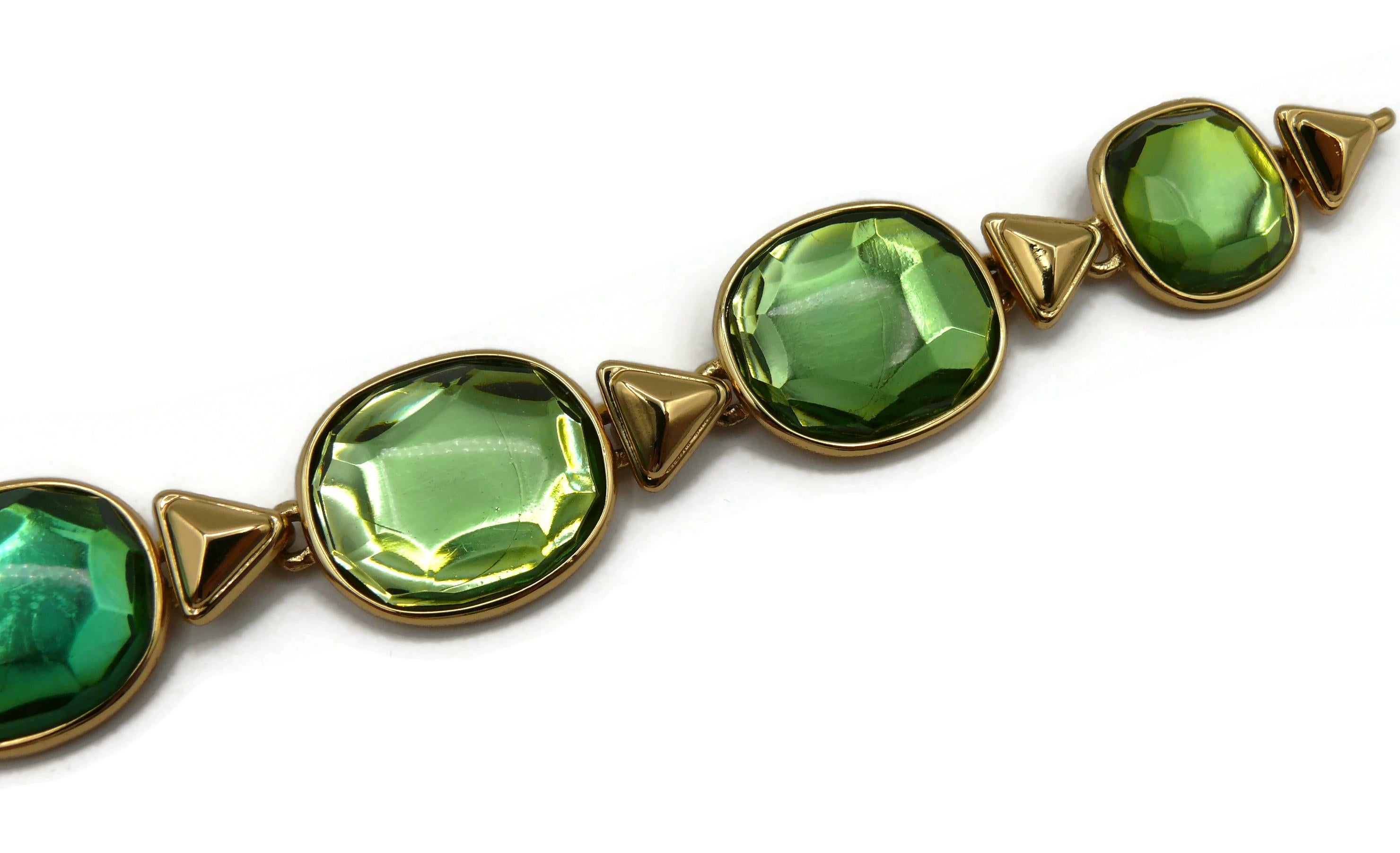 YVES SAINT LAURENT YSL Vintage Green Resin Link Bracelet For Sale 3