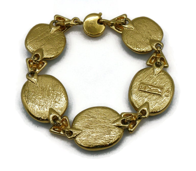 YVES SAINT LAURENT YSL Vintage Green Resin Link Bracelet For Sale