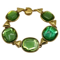 YVES SAINT LAURENT YSL Vintage Green Resin Link Bracelet