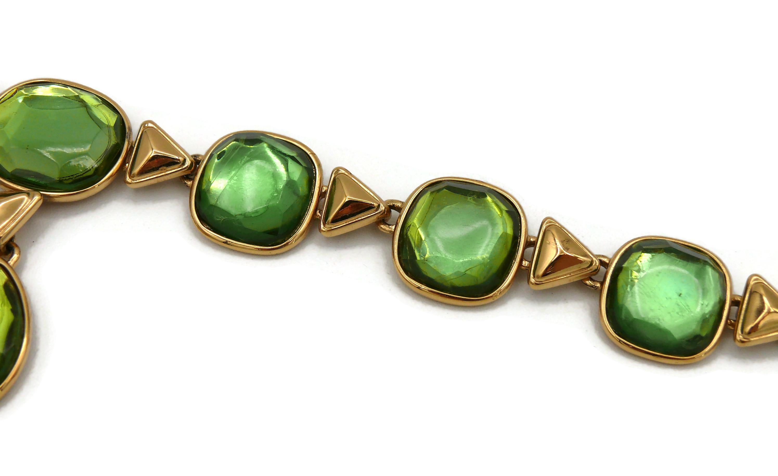 YVES SAINT LAURENT YSL Vintage Green Resin Necklace For Sale 3