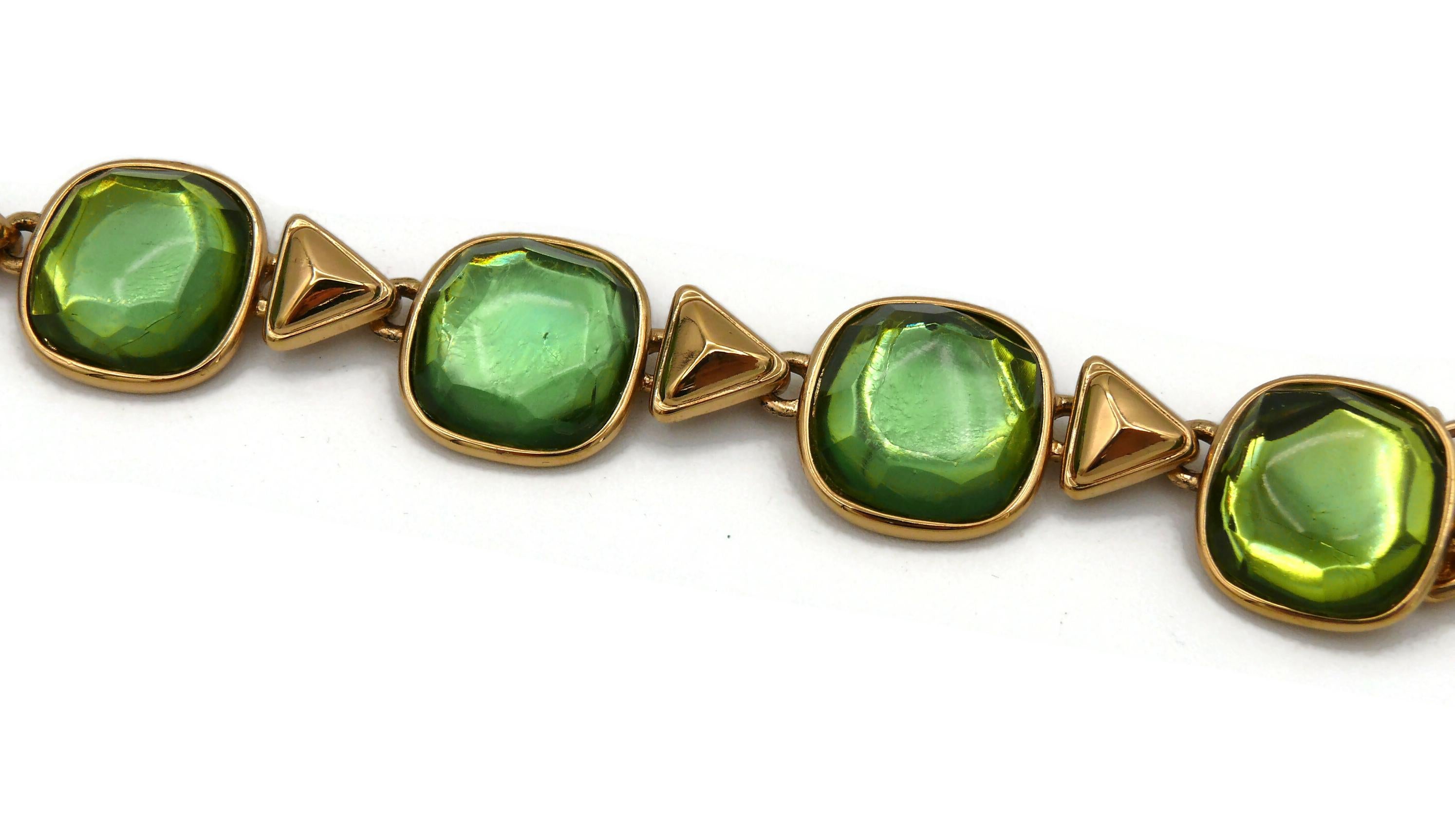 YVES SAINT LAURENT YSL Vintage Green Resin Necklace For Sale 4