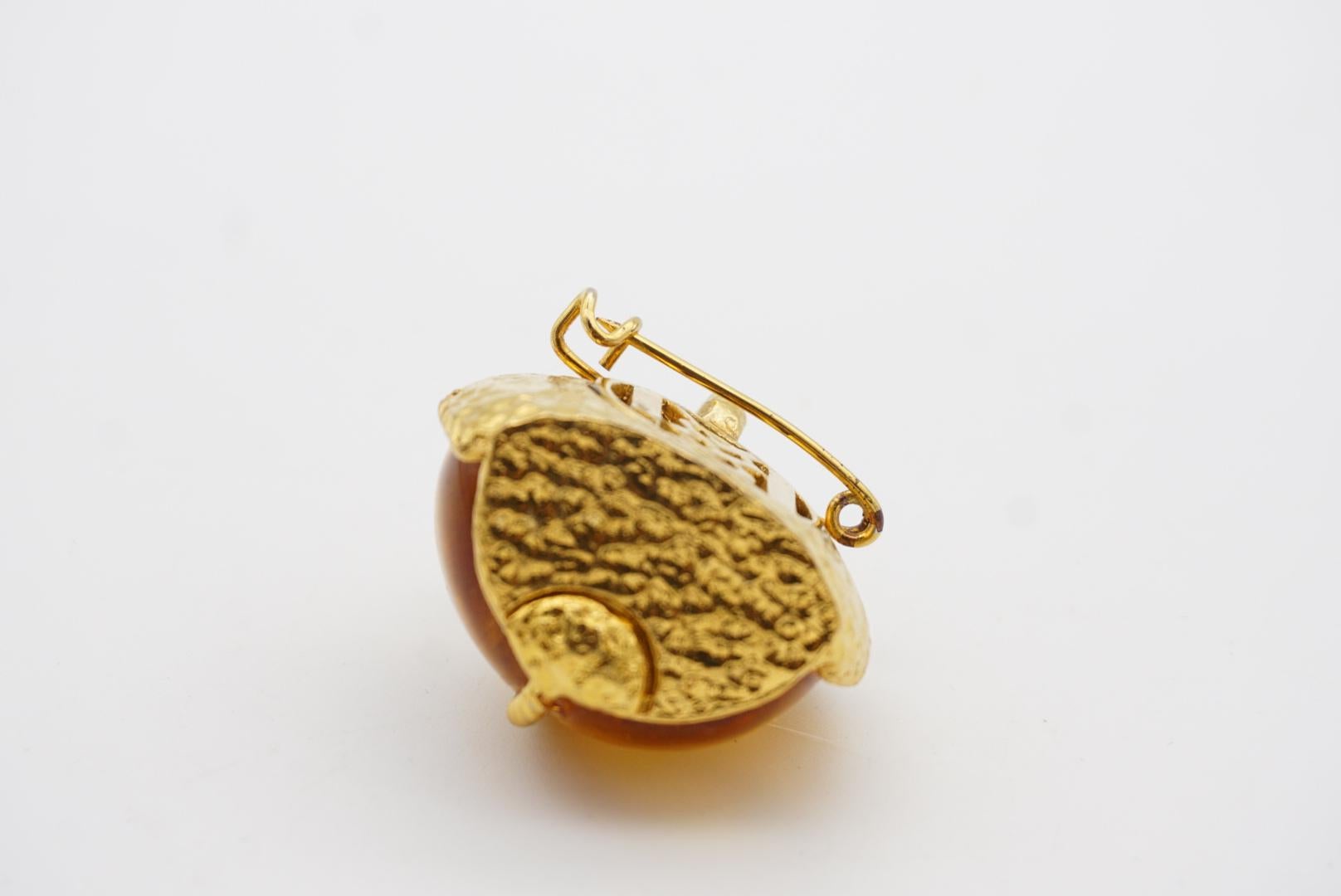 Yves Saint Laurent YSL Vintage Gripoix Amber Perfume Bottle Gold Brooch Pendant For Sale 7