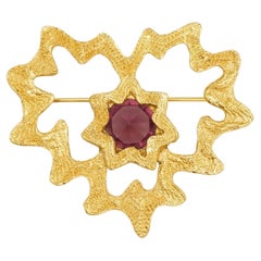 Yves Saint Laurent YSL Vintage Gripoix Amethyst Star Heart Burst Layer Brooch