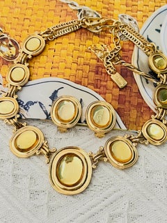Yves Saint Laurent By Vintage Gripoix Citrine Topaze Clair Cabochon Ovale 2 Set