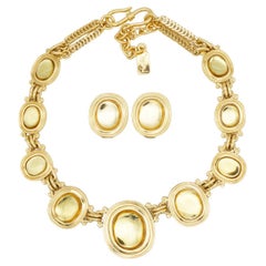 Yves Saint Laurent YSL Vintage Gripoix Citrine Clear Topaz Oval Gold 2 Set