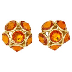 Yves Saint Laurent Boucles d'oreilles Dome Gripoix Citrine Six Cristaux Yves Saint Laurent Vintage
