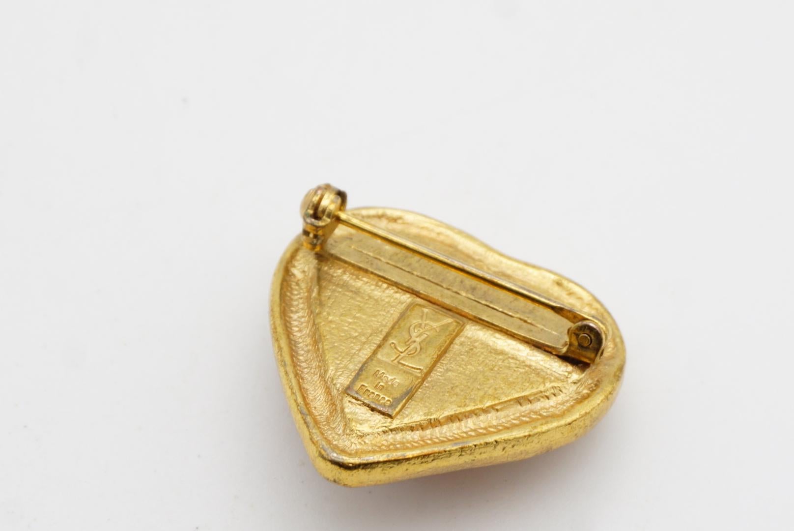 Yves Saint Laurent YSL Vintage Gripoix Ruby Cabochon Heart Crystal Love Brooch For Sale 6