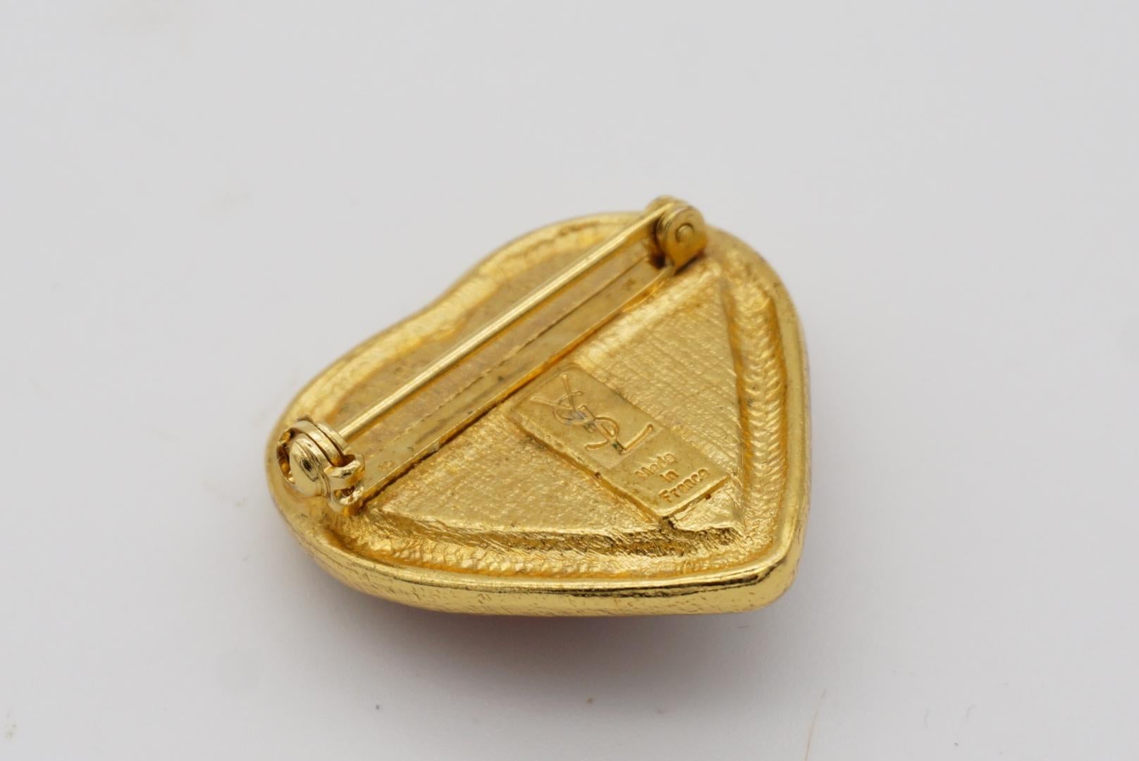 Yves Saint Laurent YSL Vintage Gripoix Rubino Cabochon Cuore Cristallo Spilla Amore 6