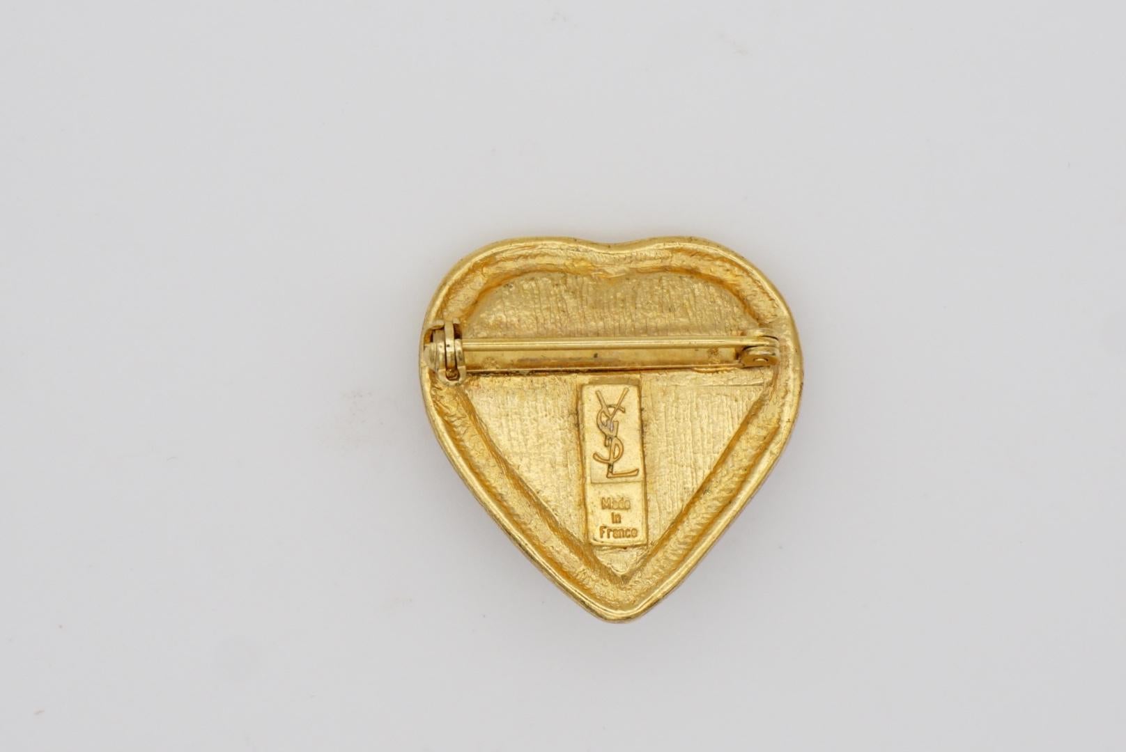 Yves Saint Laurent YSL Vintage Gripoix Rubino Cabochon Cuore Cristallo Spilla Amore 7