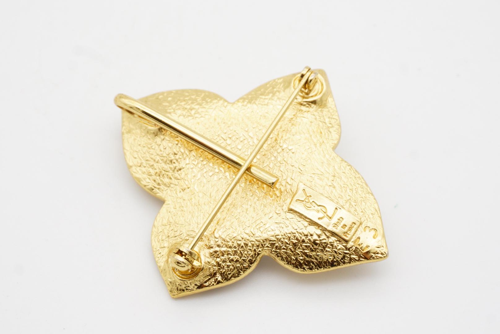 Yves Saint Laurent YSL Broche vintage Gripoix Saphir Ovale Crystal Pendentif en or en vente 6