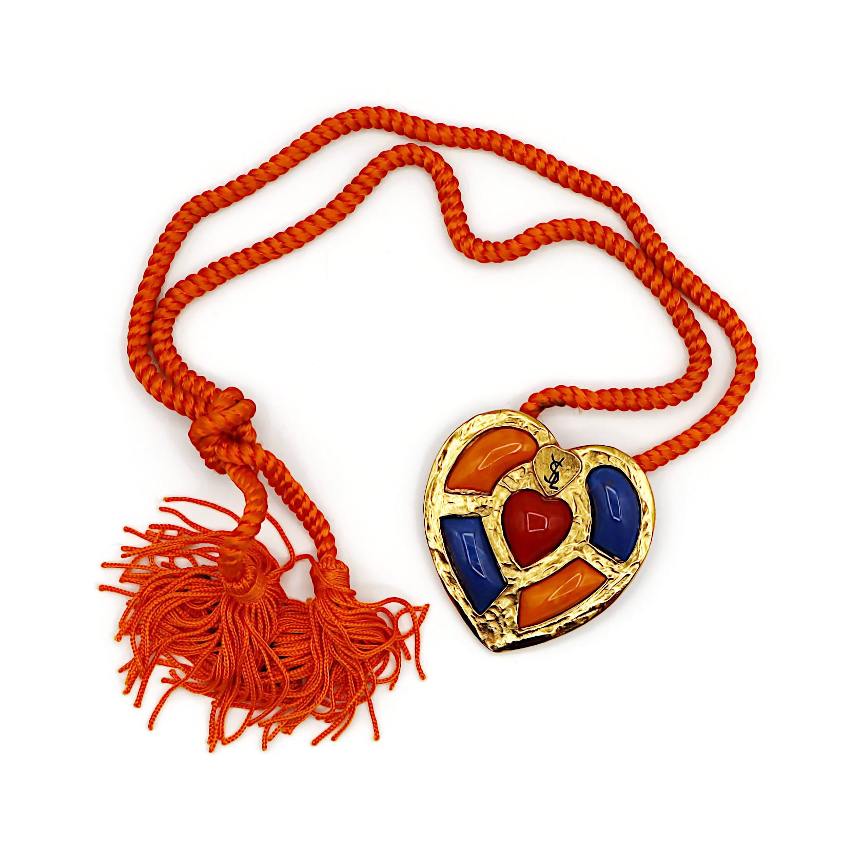 YVES SAINT LAURENT YSL Vintage Heart Brooch Pendant 7