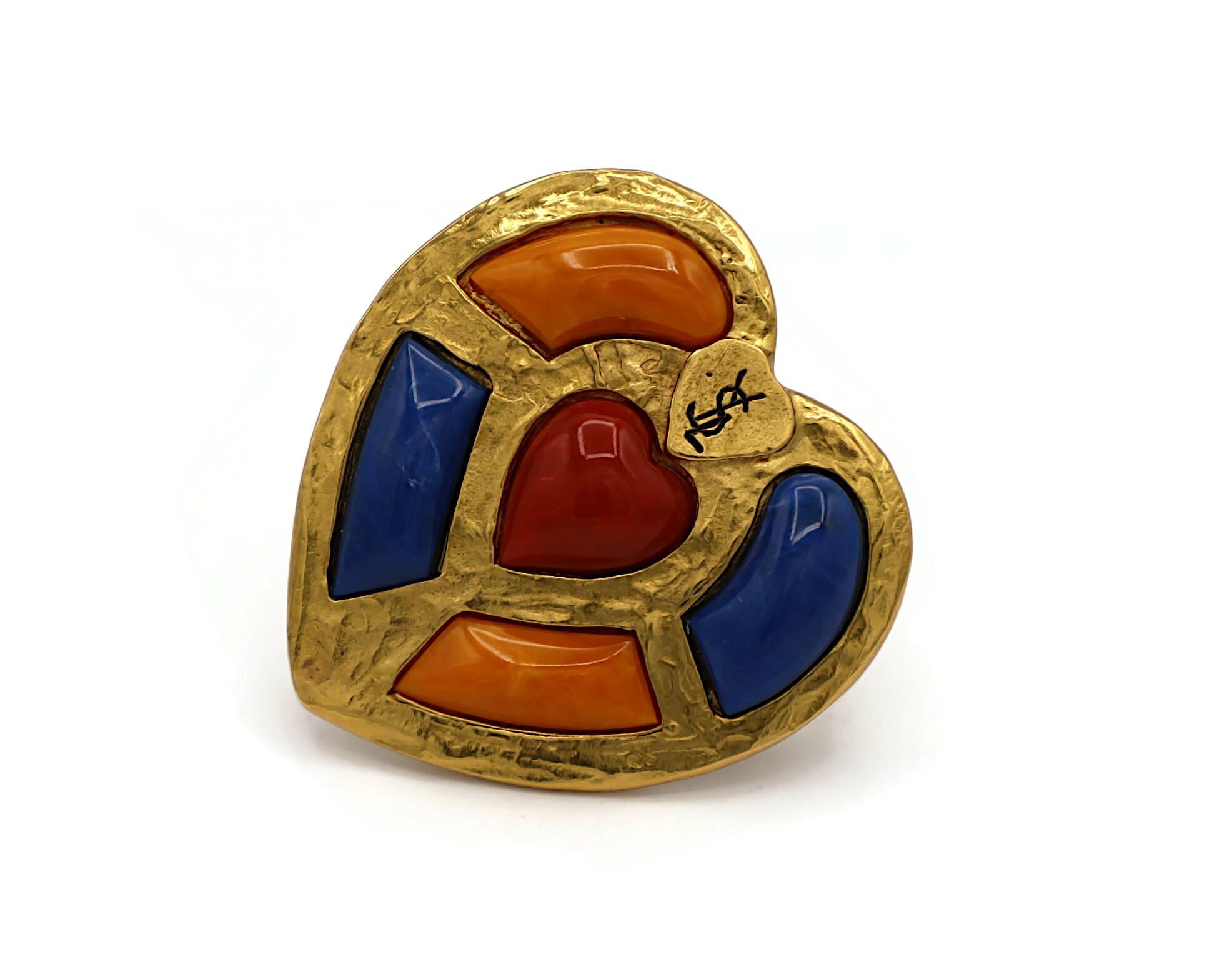 Women's YVES SAINT LAURENT YSL Vintage Heart Brooch Pendant