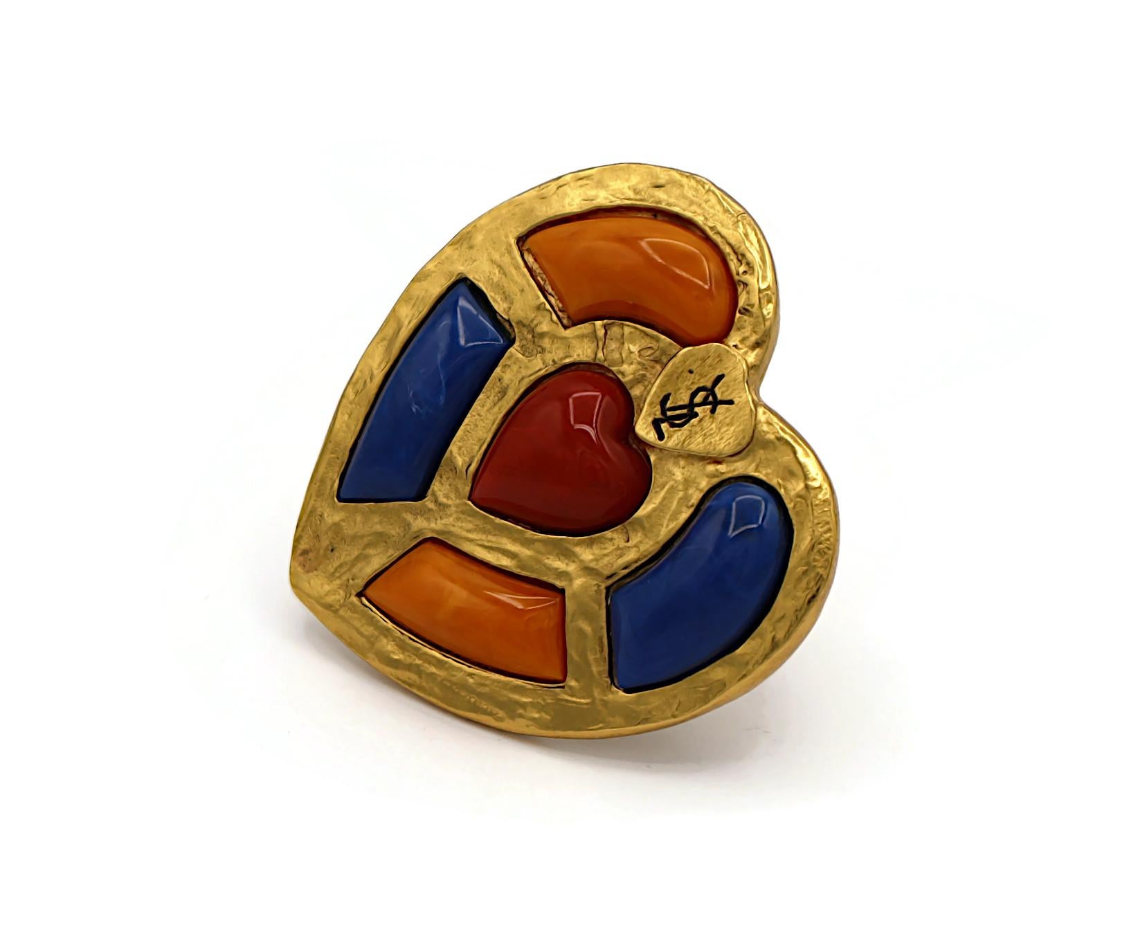 YVES SAINT LAURENT YSL Vintage Heart Brooch Pendant 1