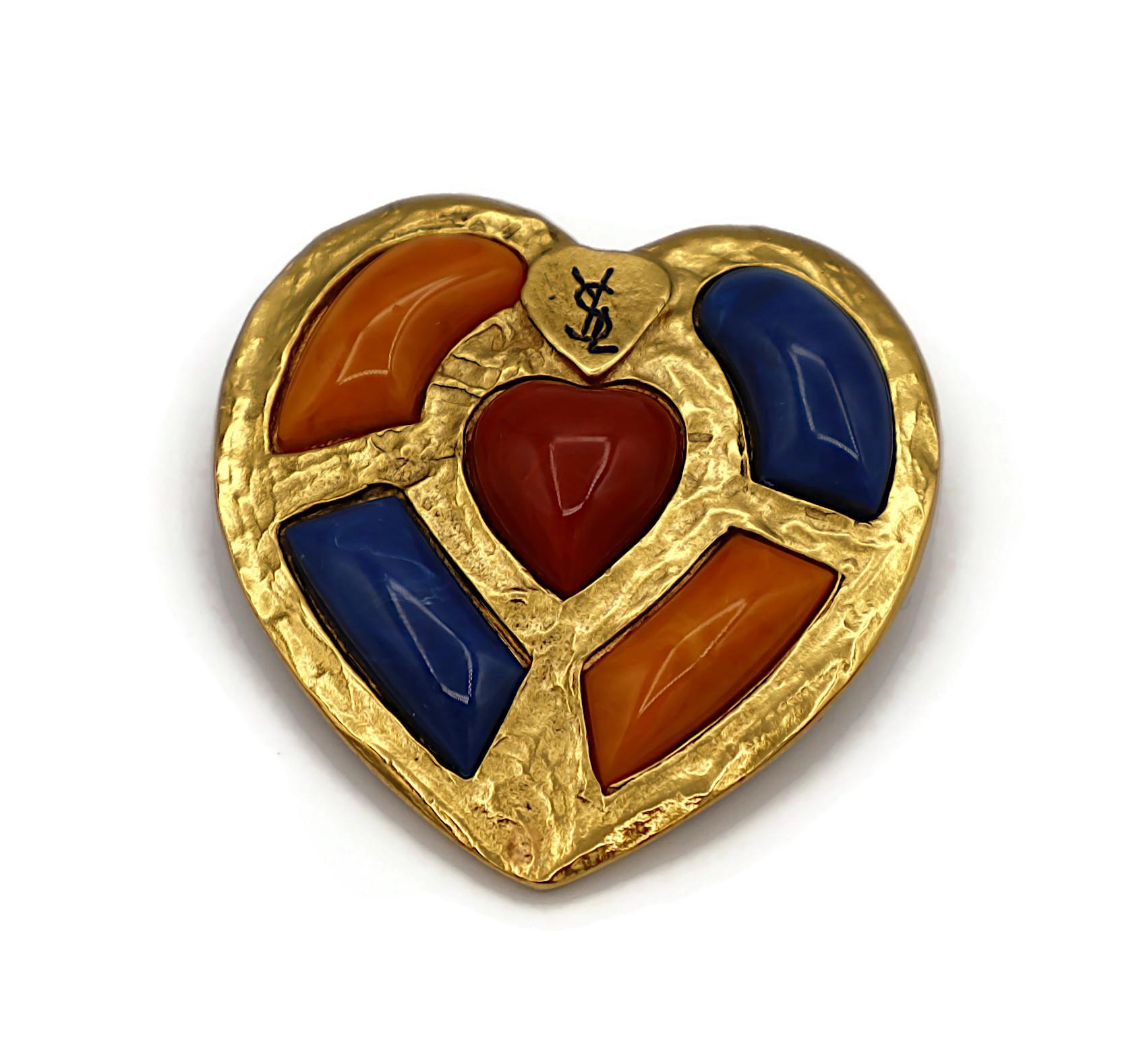 YVES SAINT LAURENT YSL Vintage Heart Brooch Pendant 2