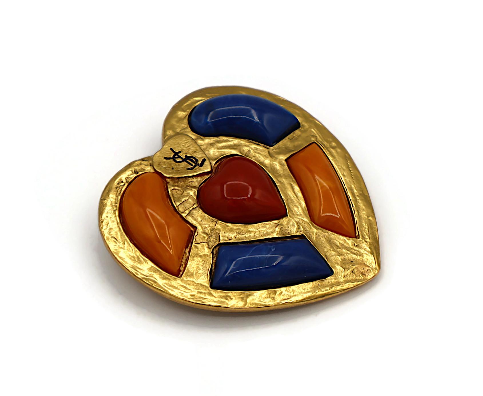 YVES SAINT LAURENT YSL Vintage Heart Brooch Pendant 3