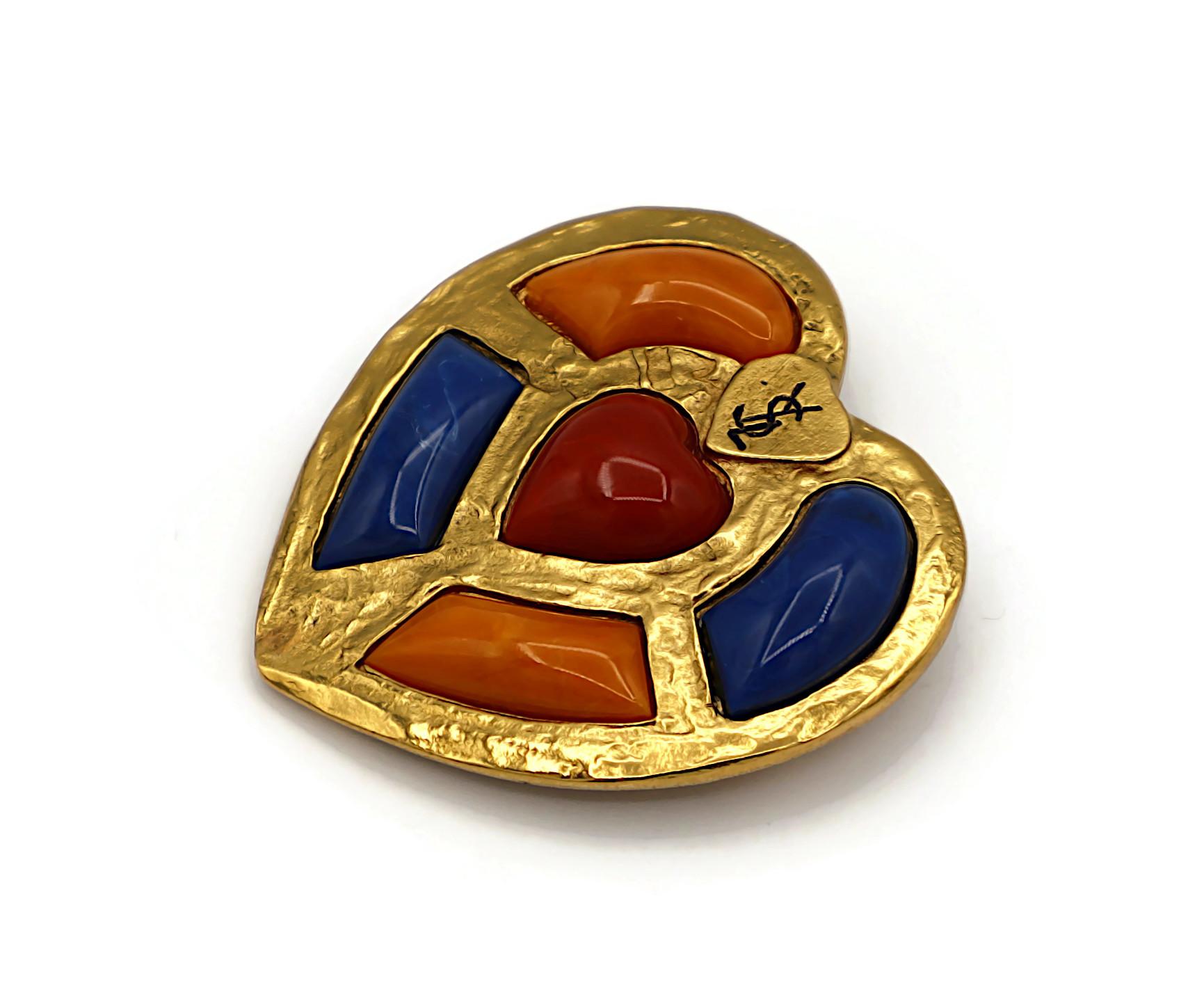 YVES SAINT LAURENT YSL Vintage Heart Brooch Pendant 4